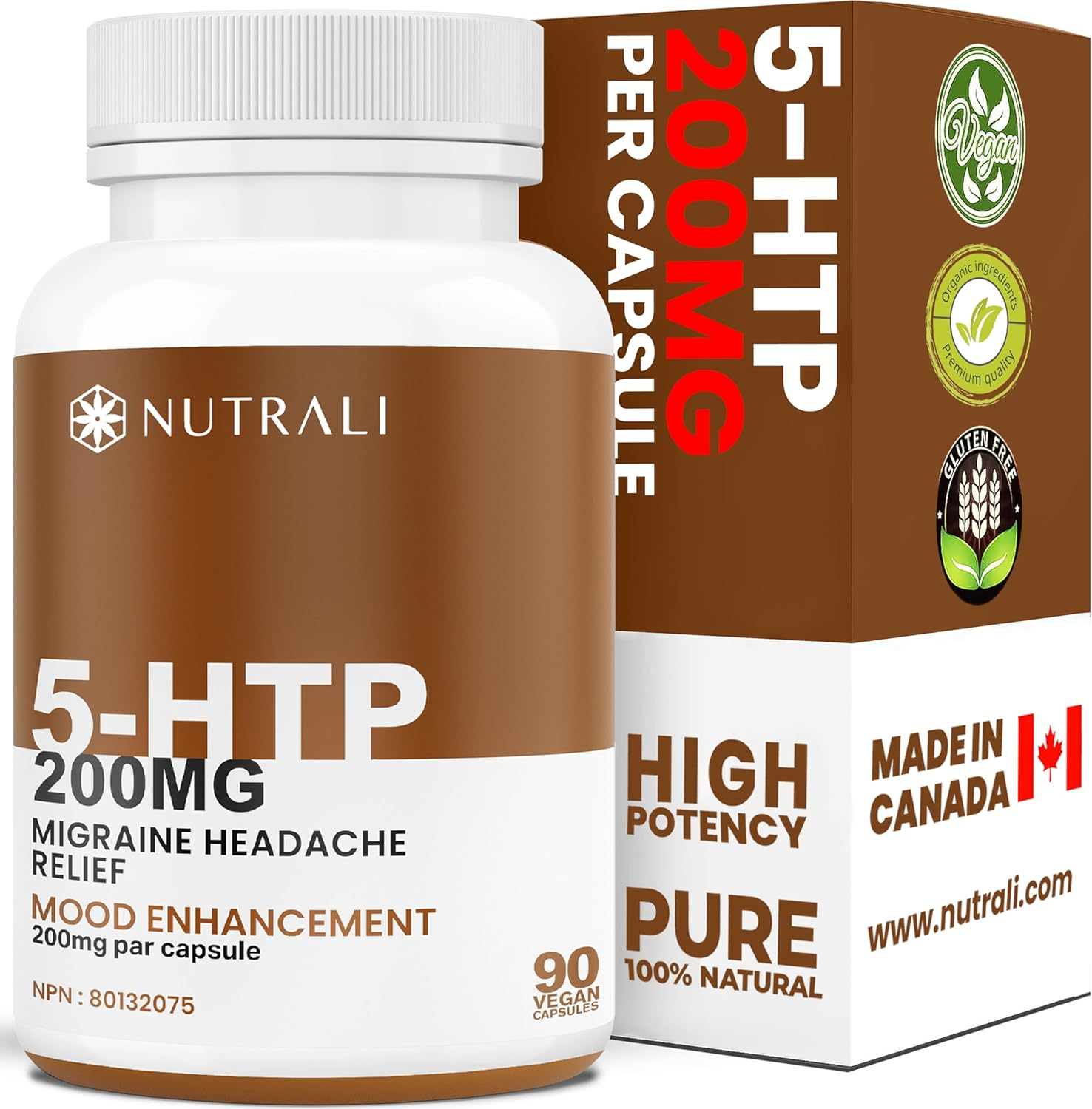 New MAX POTENCY 5Htp 200Mg Capsules, Improved Mood. Stress Relief, Brain Function, Better Sleep, 5-HTP Supplement for Women and Men Increases Energy, Non-Gmo, Vegan, Gluten Free. 90 Capsules. image number 1