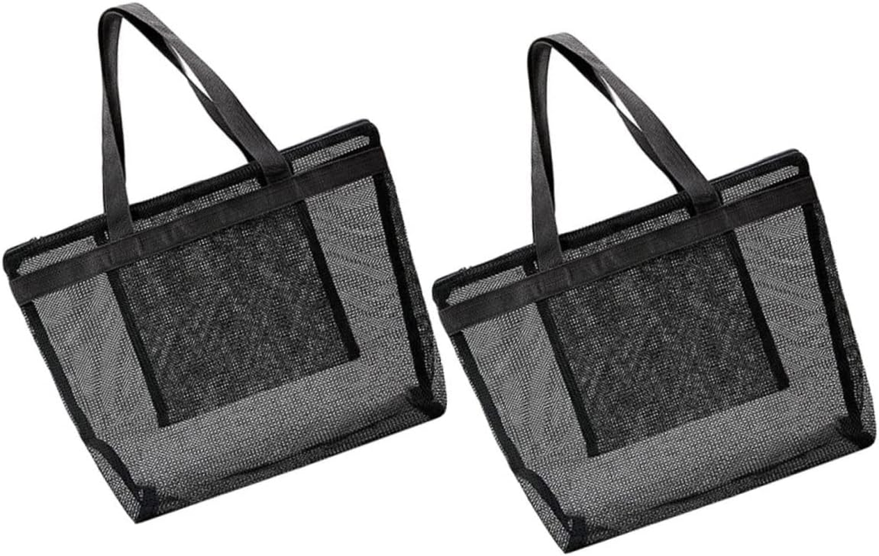 TOGEVAL 2Pcs Mesh Beach Tote Handbag Versatile Handheld Shopping Bag for Beach Essentials Swim Gear and Toiletries Lightweight Design image number 3