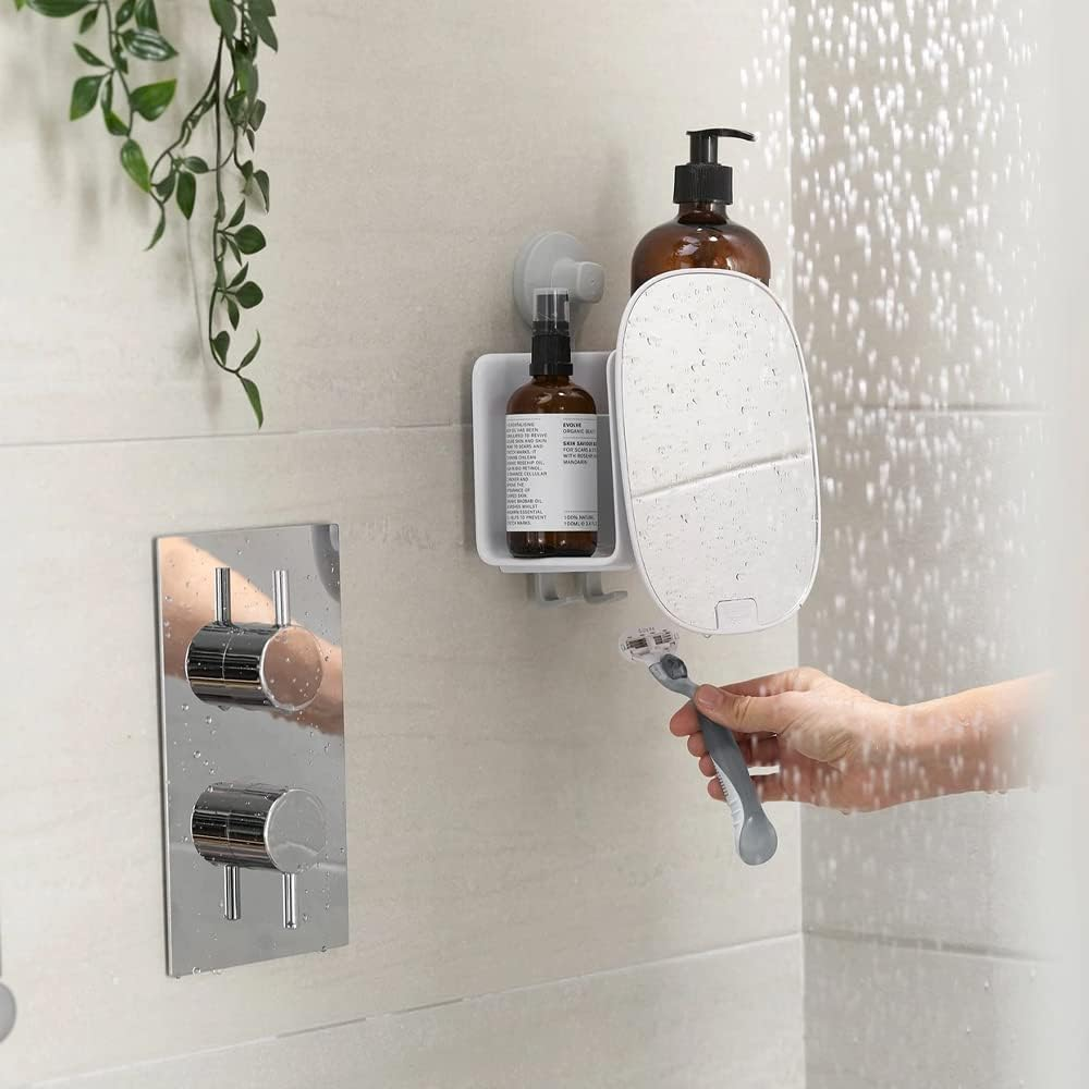 Joseph Joseph Easystore Compact Shower Shelf with Adjustable Mirror - White image number 4