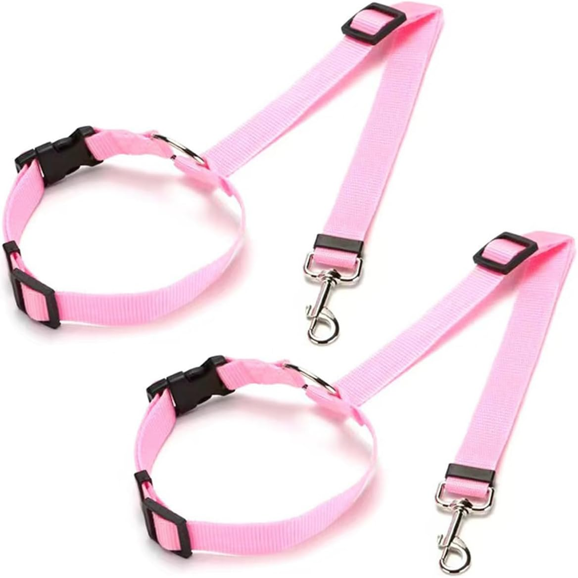 2 Packs Dog Cat Safety Seat Belt Strap Car Headrest Restraint Adjustable Nylon Fabric Dog Restraints Vehicle Seatbelts Harness (Blue)