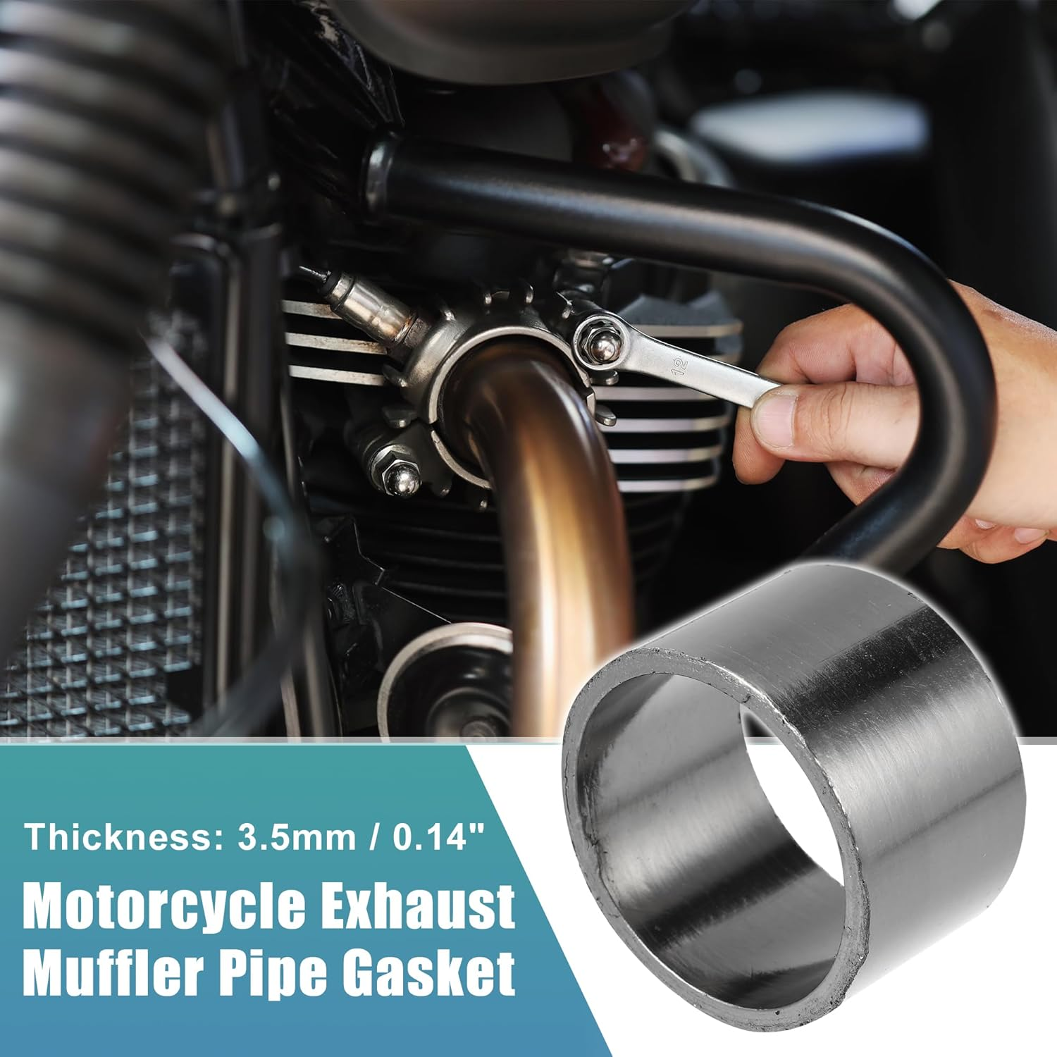 Uxcell 45Mm ID 52 Mm OD Universal Exhaust Muffler Pipe Gasket Motorcycle Exhaust Gaskets Graphite Seal Ring Repair Replacement for Dirt Pit Motocross image number 3