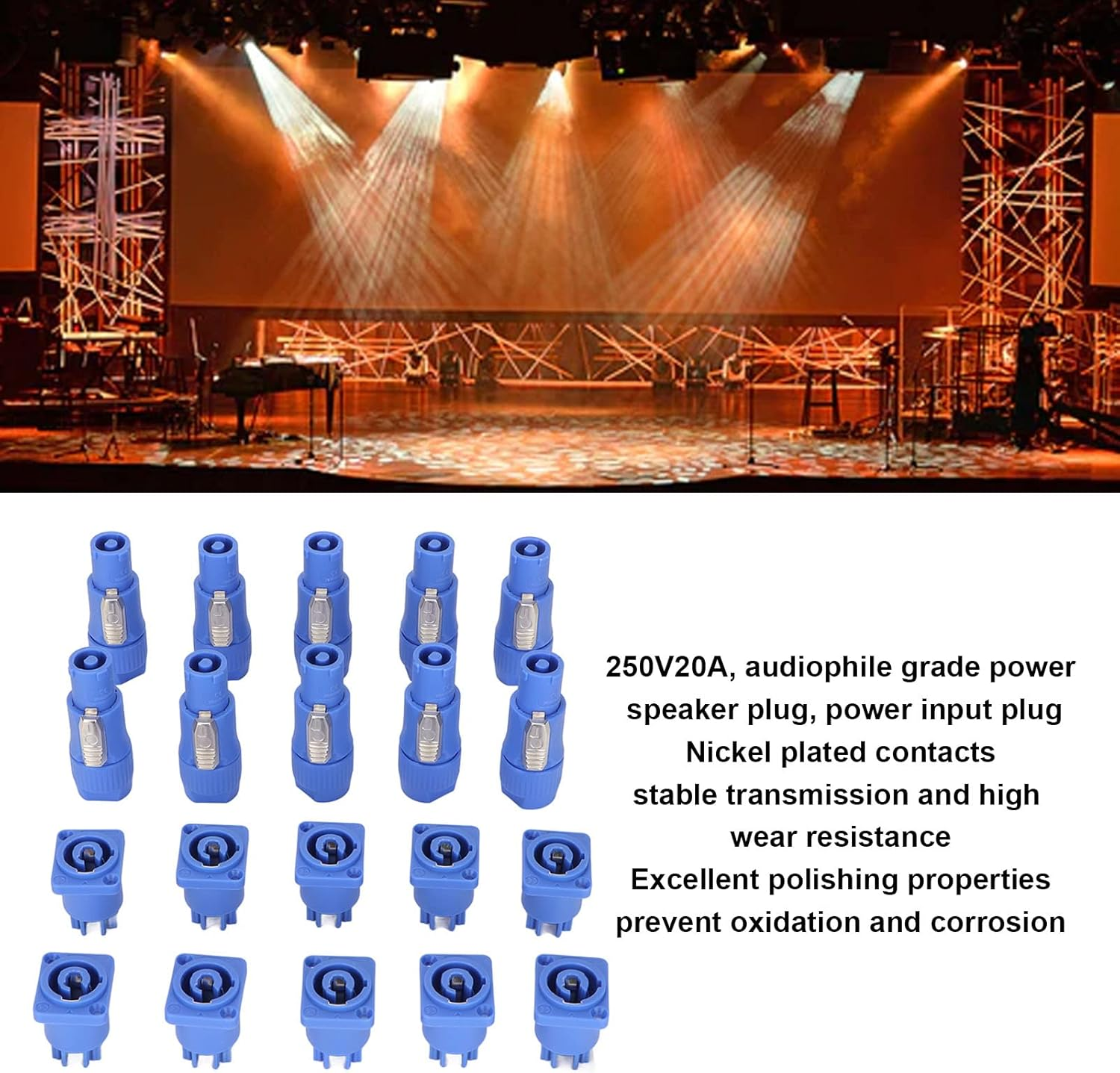 20A Professional Stage Light Power Cable Plug, 3 Pin Aviation Connector, Safety Assurance, Material, for Beam Lights image number 2