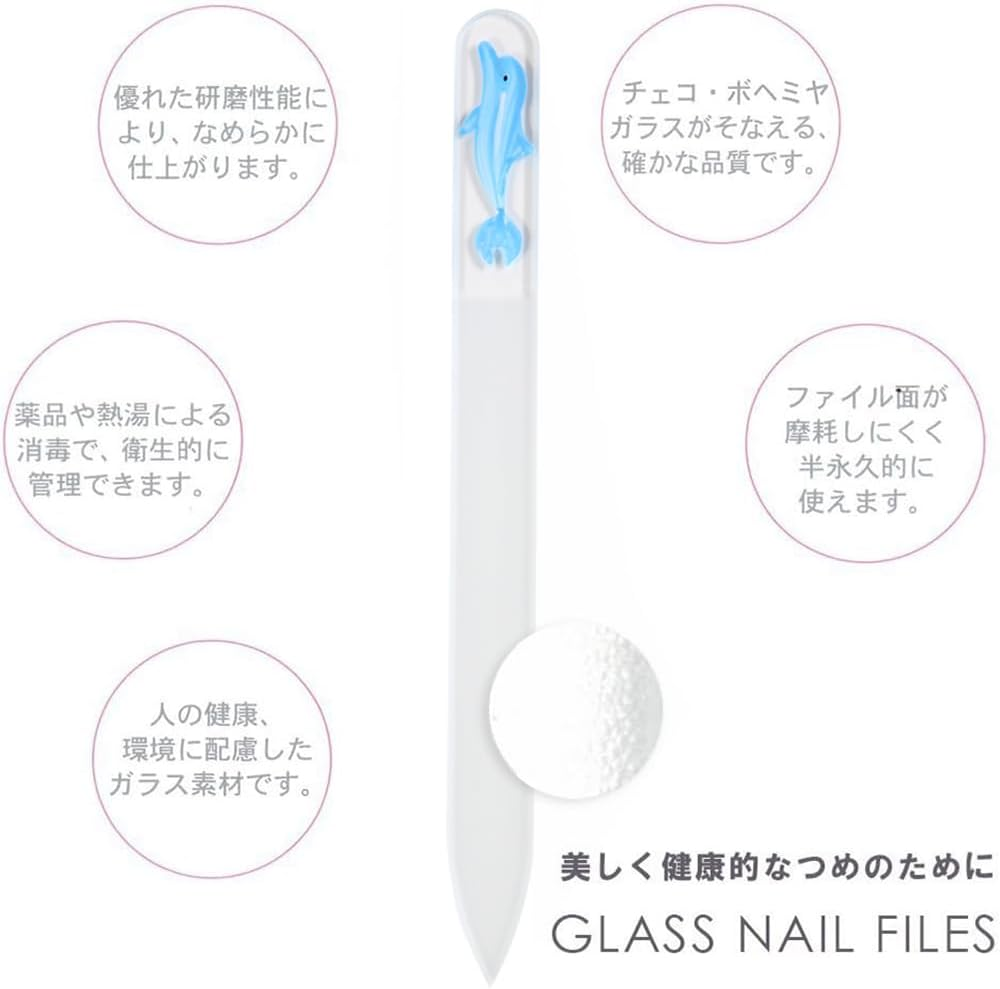 Shin Asahi Corporation Merites Glass Nail File Paint Type Medium Single Sided Dolphin Blue CF081 image number 5