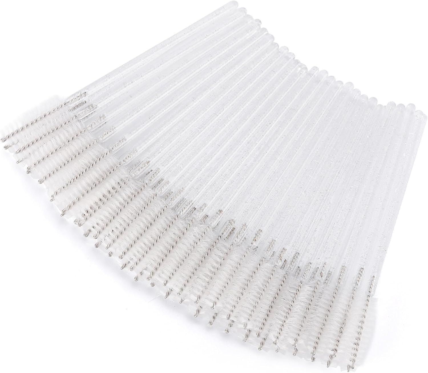 Tbestmax 50 Pcs Disposable Mascara Wands, Crystal Eyebrow Spoolies Brush for Eyelash Extensions, Black Eye Lash and Makeup Brush