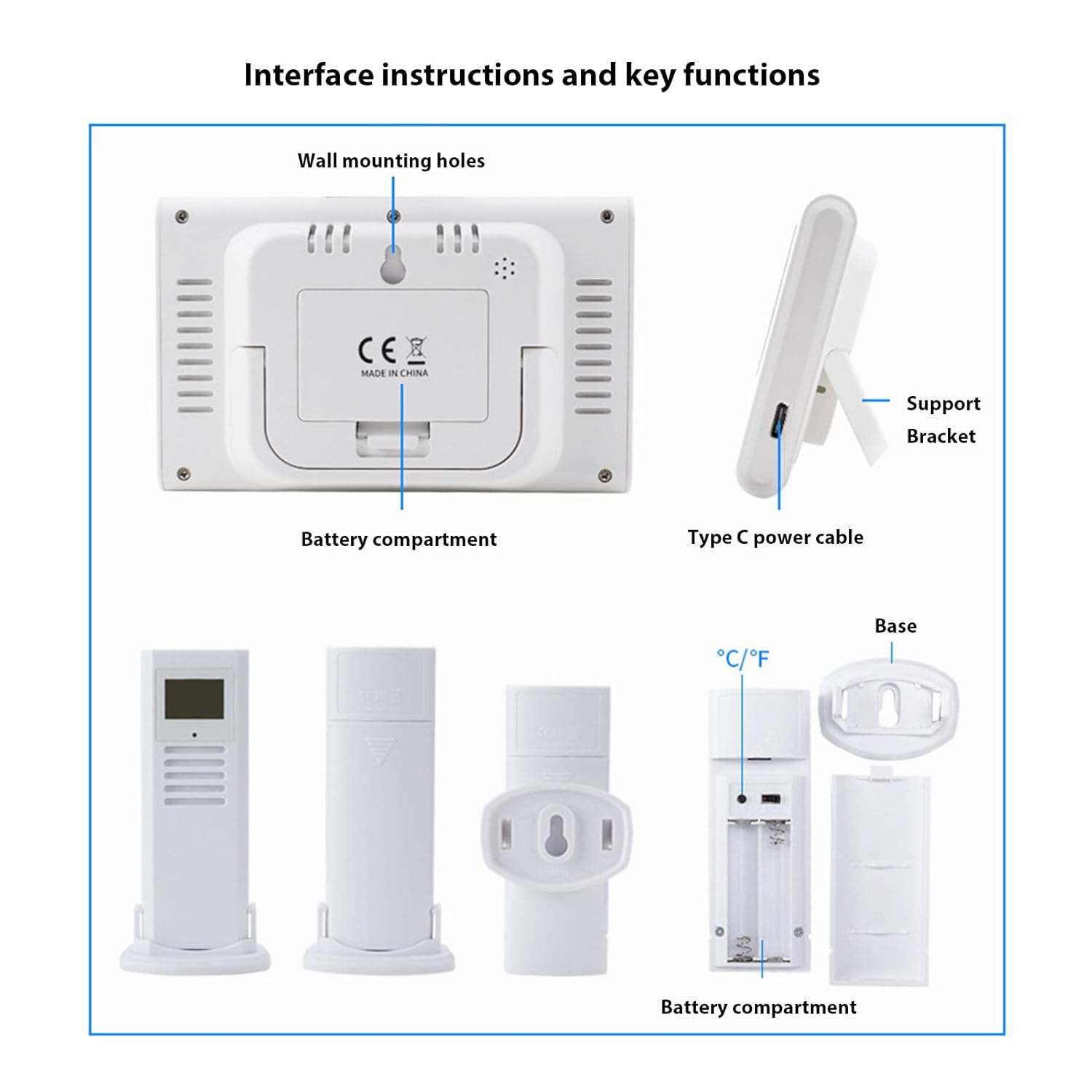 Weather Forecast Clock Wireless Indoor Outdoor Thermometer Hygrometer with High Accuracy Sensor and Trend Indicator for Home Office Garden image number 2