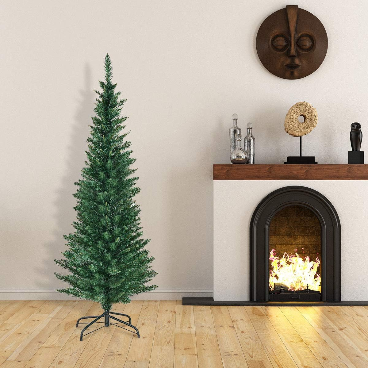 Costway Holly-Jolly 2.4M PVC Pencil Christmas Tree Slim Xmas Homedecor Green (2.4M) image number 5