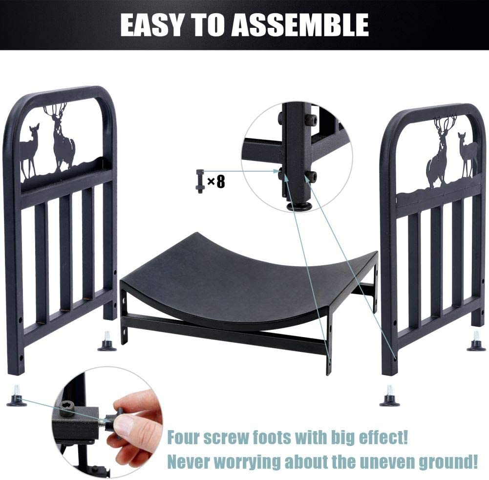 INNO STAGE Wrought Iron Log Rack, Firewood Storage Holder, Heavy Duty Fireside Log Bin for Fireplace Stove Accessories image number 1