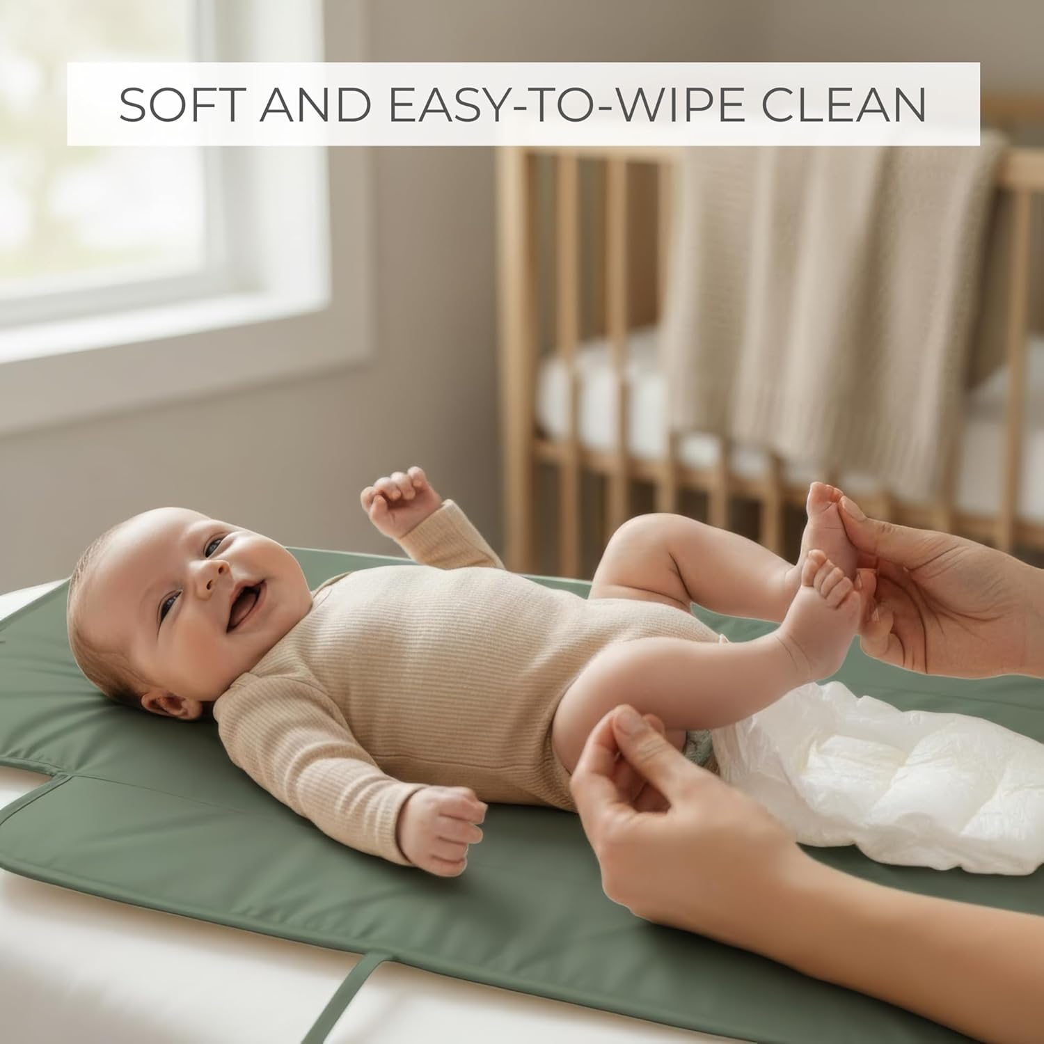 Portable Diaper Changing Pad - Soft and Easy to Clean Diaper Changing Mat for Babies - the Perfect Lightweight and Foldable Pad for Traveling image number 6