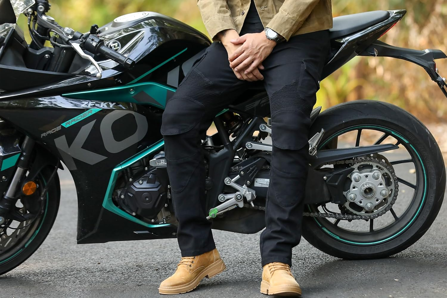 Ctbqitom Motorcycle Pants for Men with Protective Lining for Motocross Motorbike Dirt Bike Jeans CE Armored Riding Pants image number 2