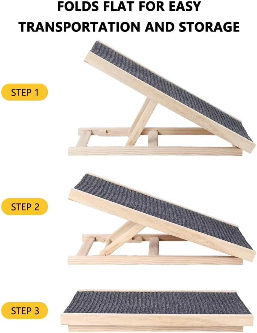 AIMALL Foldable Dog Pet Ramp, 22.6X13.4X15.7 Inch Adjustable Height Stairs, Non-Slip Surface for Bed, Sofa, and Car Access image number 6