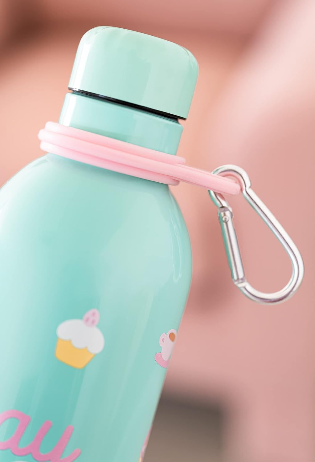 Grupo Erik Official Pusheen Foodie Collection Water Bottle-Sports Bottle-500Ml / 17OZ, Stainless Steel, Vacuum Insulated Water Bottle, Double Wall Reusable Water Bottle with Carabiner, BPA Free image number 2