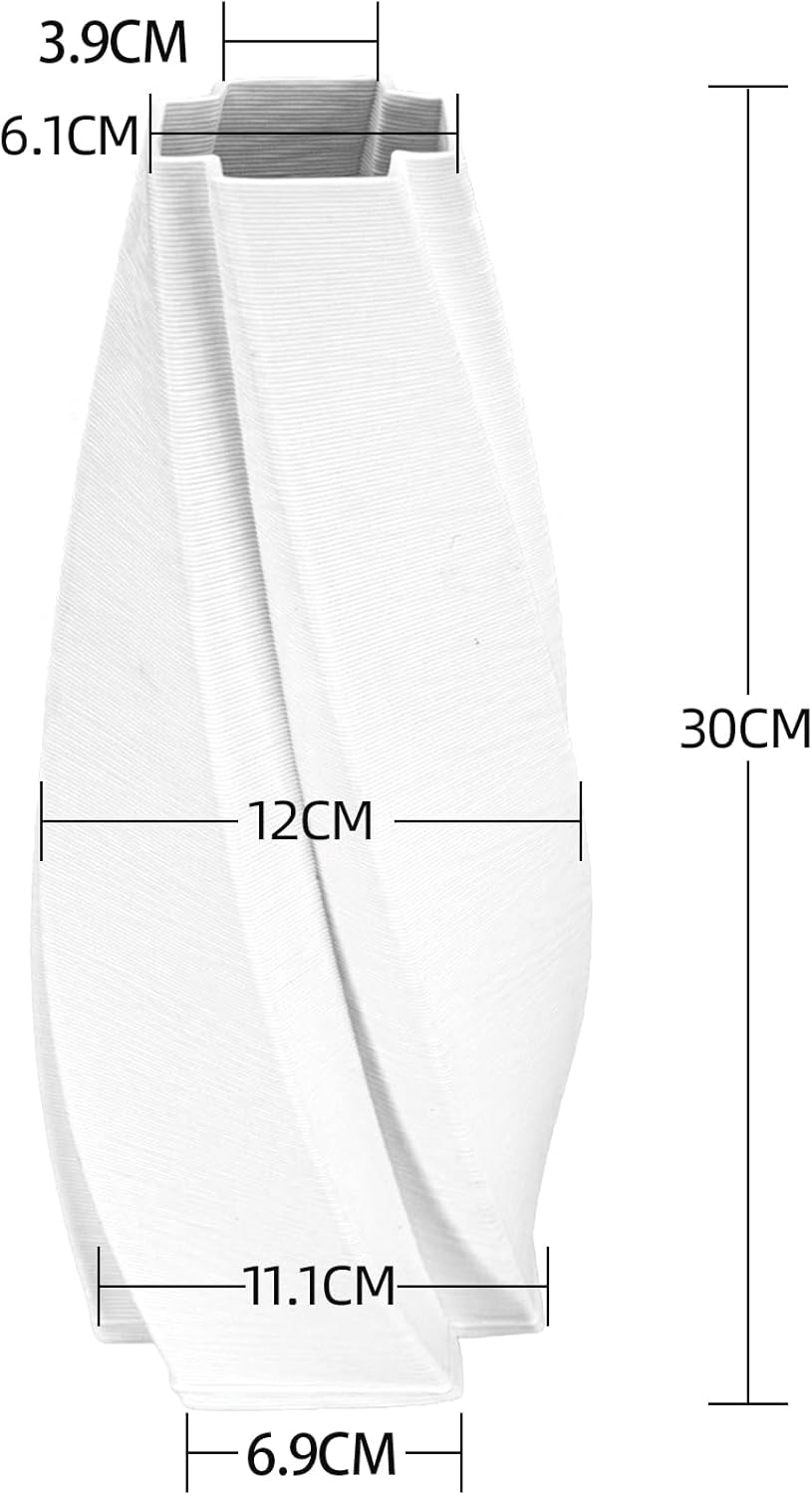 Ballarart CO Ceramic Vase for Home Decor - White Flower Vase Living Room Decor, Modern Decorative Vase with Anti-Slip EVA Base image number 4