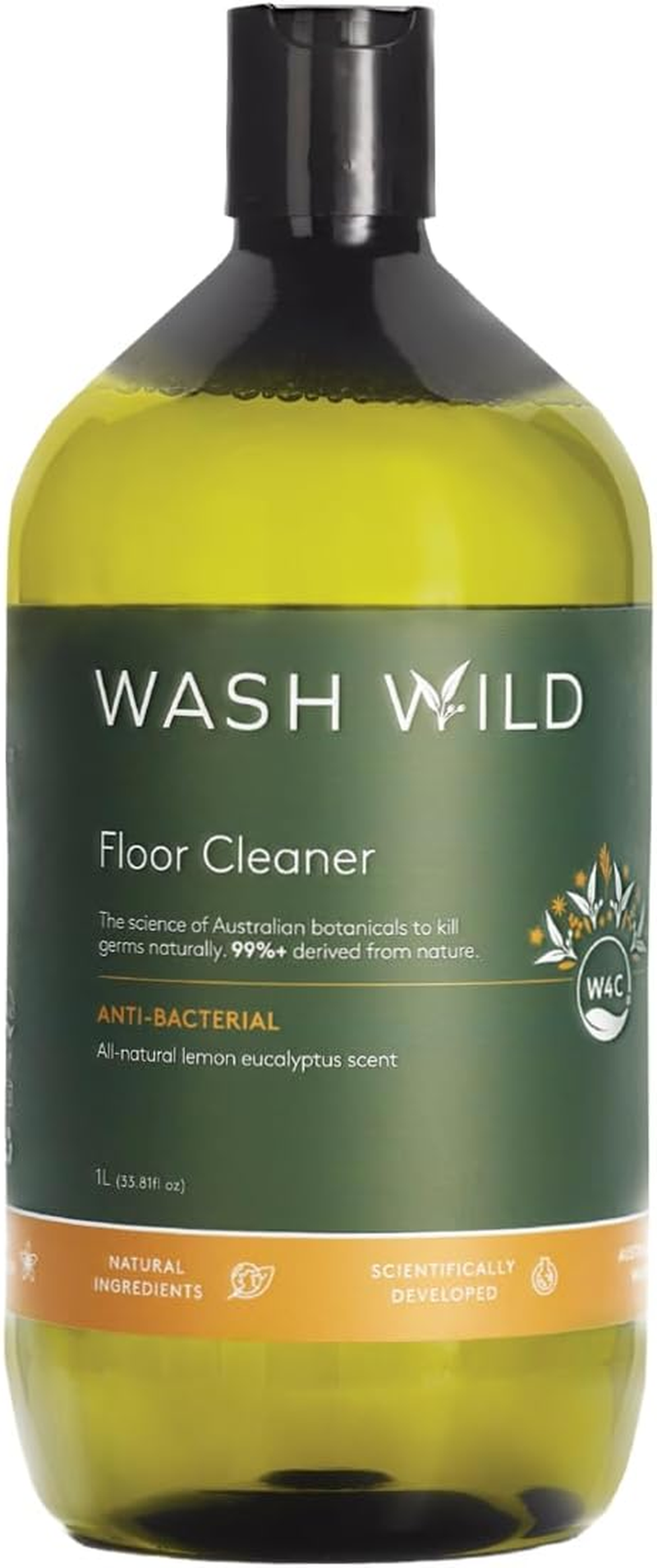 Wash Wild Floor Wash 1L, Natural Lemon Eucalyptus Scent, Concentrated & Non-Toxic Formula, Safe on All Surfaces image number 2