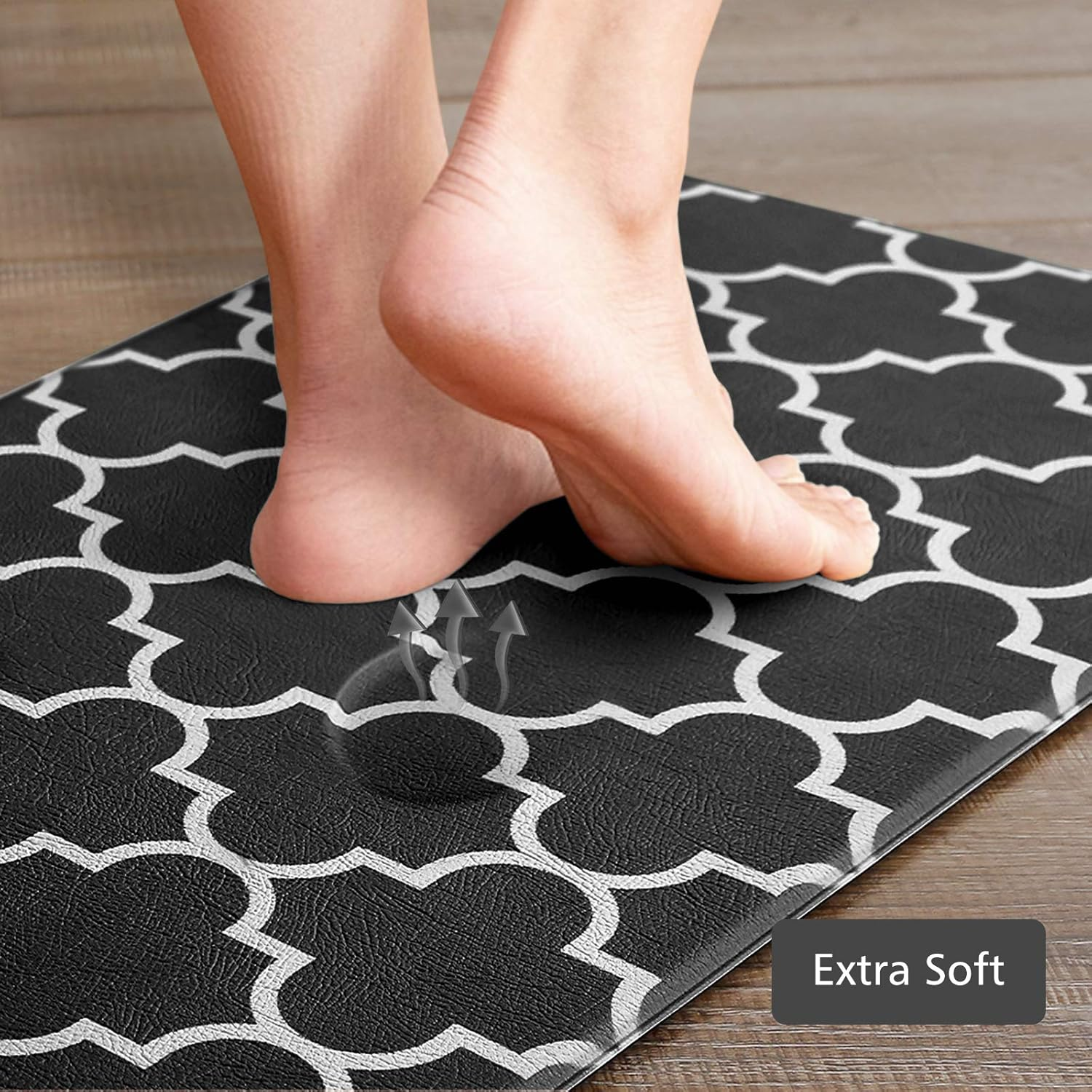 KMAT Kitchen Mat [2 PCS] Cushioned Anti-Fatigue Floor Mat, Waterproof Kitchen Mats and Rugs Heavy Duty PVC Ergonomic Comfort Standing Foam Mat for Kitchen, Floor Home, Office, Sink, Laundry,Black image number 7