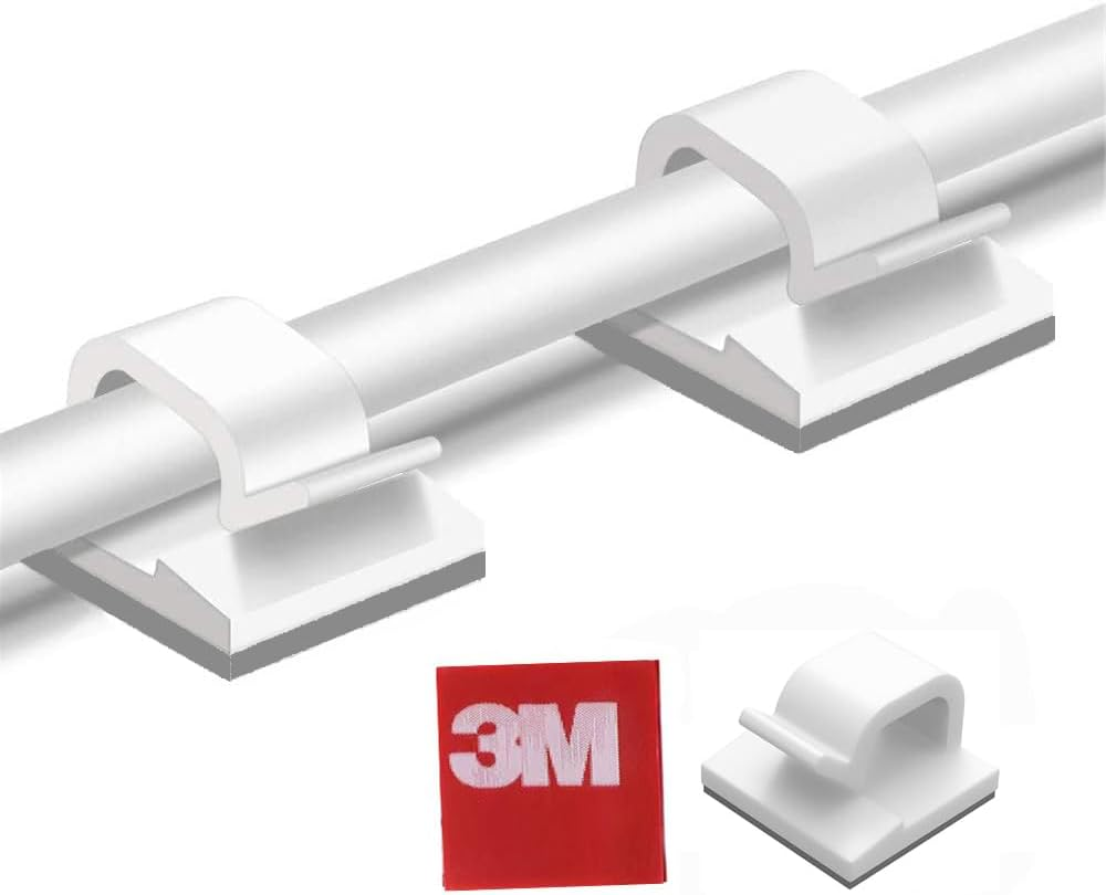 50Pcs Cable Clips with Strong Adhesive, Durable Wire Holder, Sturdy Cable Wire Organizer Clamp, Cable Cord Management, Suitable for Office, Home, Car and Workshop (Black)