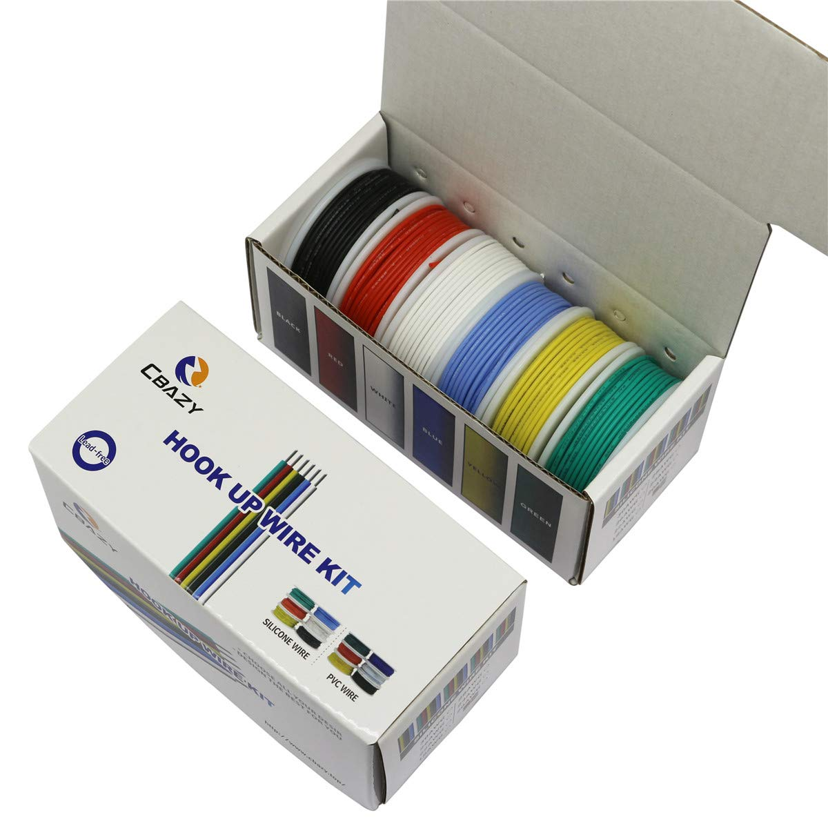 CBAZY&trade; Hook up Wire Kit (Stranded Wire Kit) 30 Gauge Flexible Silicone Rubber Electric Wire 6 Colors 32.8 Feet Each 30 AWG image number 2