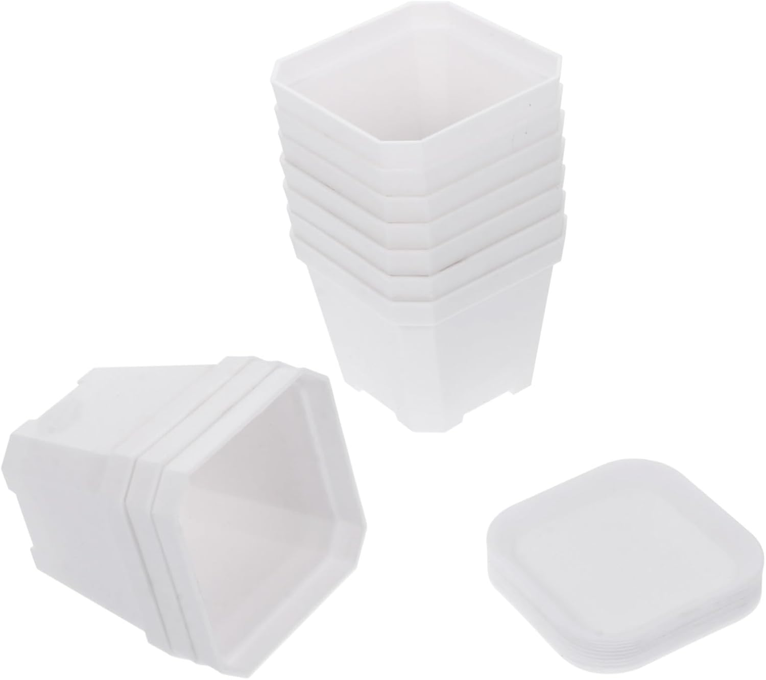 SUPVOX 10 Pcs Mini Succulent Flower Pots Plastic Plant Pots with Tray Thickened Seedling Containers for Plants Ferns Indoor Gardening