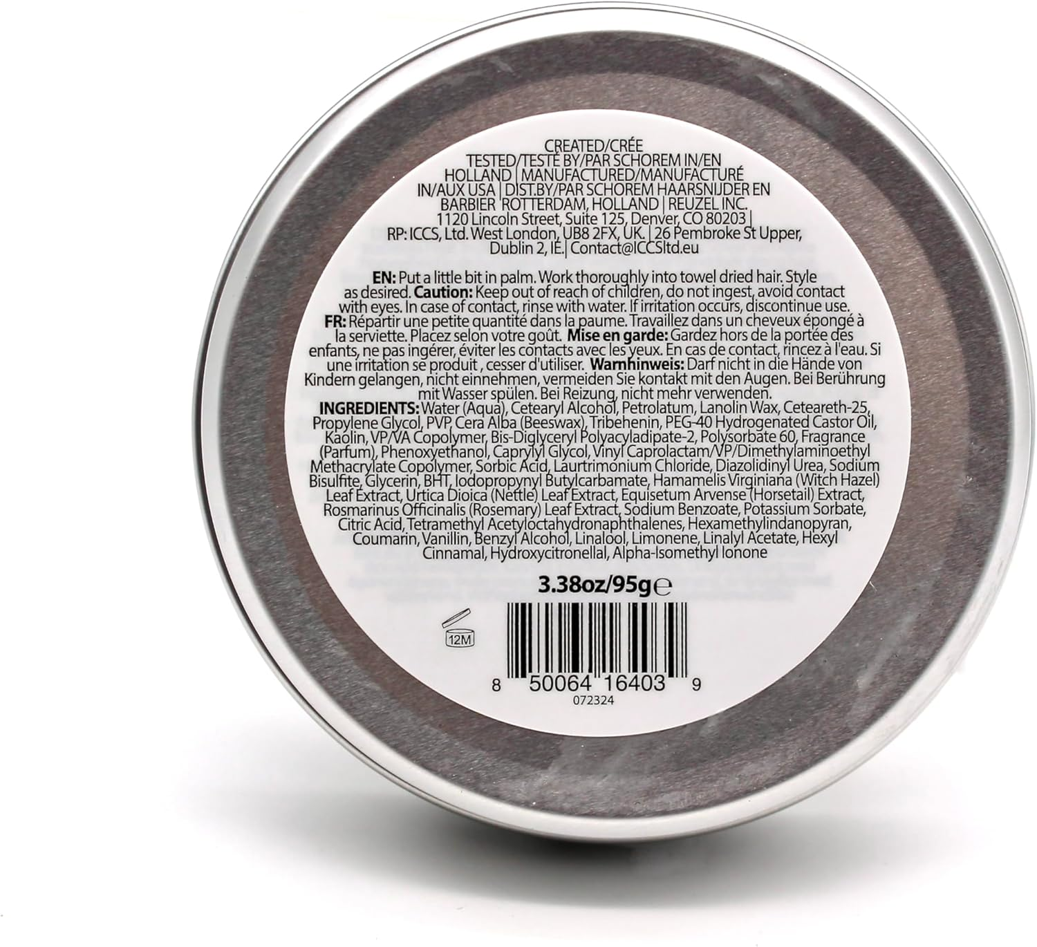 Reuzel Concrete Hold Matte Pomade, Extra Firm Hold Pomade for a Strong Natural Looking Hairstyle 3.38Oz/95G