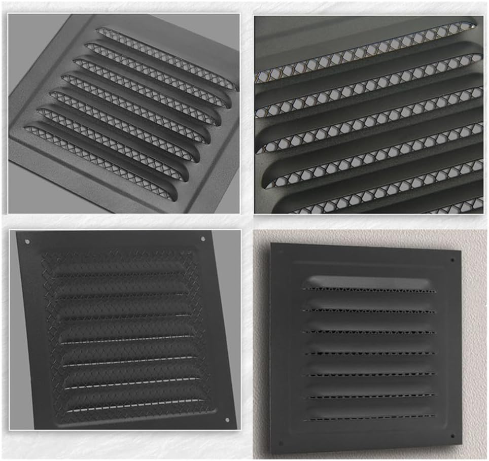 Black Air Vent Cover, Attic Vent Soffit Vent Wall Vent Metal Shed Vent Square Vent Louver Vent Grille with Built-In Insect Screen for Exterior Door House Attic Garage Ceiling, 30X30Cm
