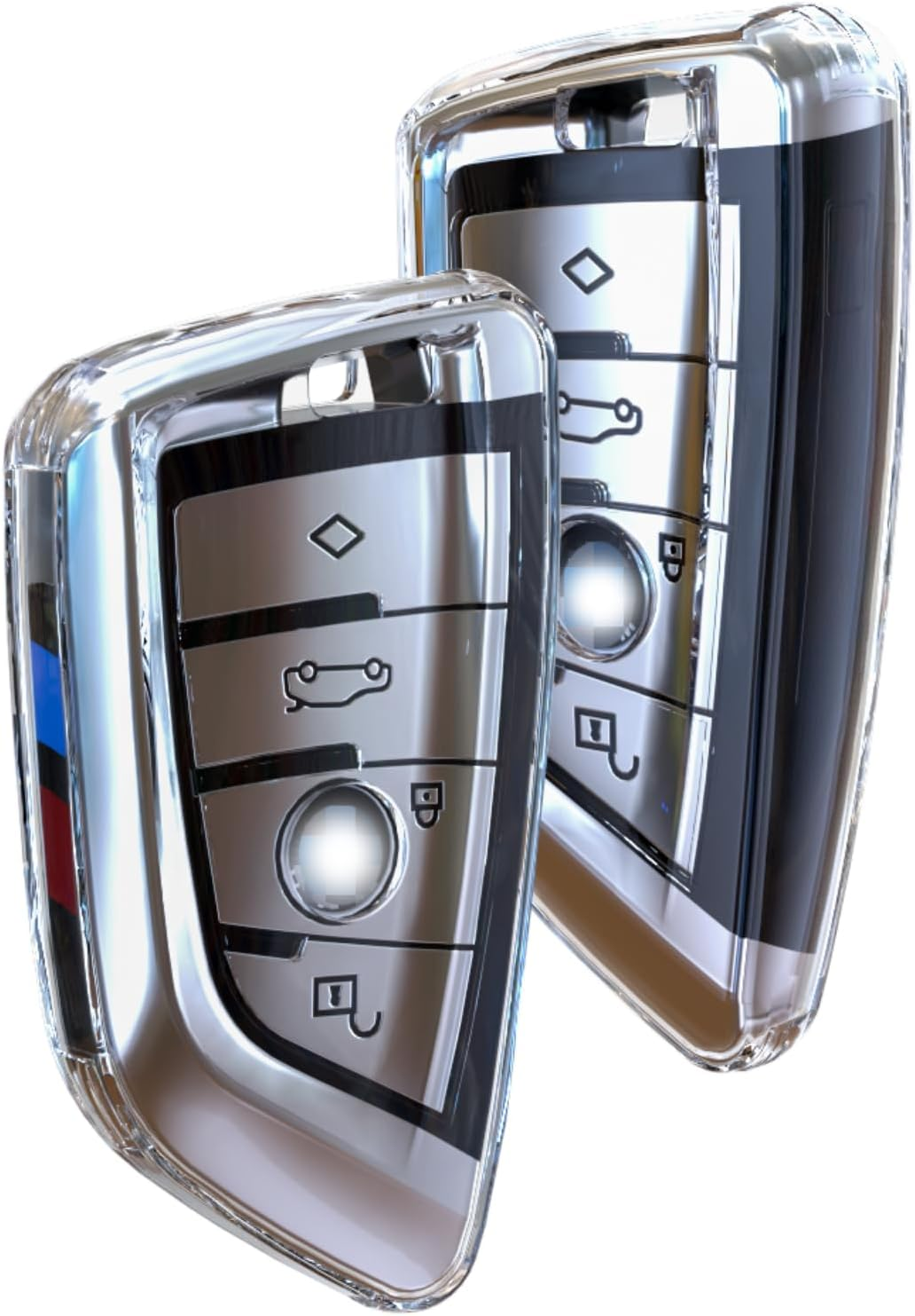 IUIU Key Fob Cover Smoked Color, Black Fob Protector, Premium TPU Case Compatible with BMW 1 2 3 5 6 Series, X1 X2 X3 X5 X6 X7