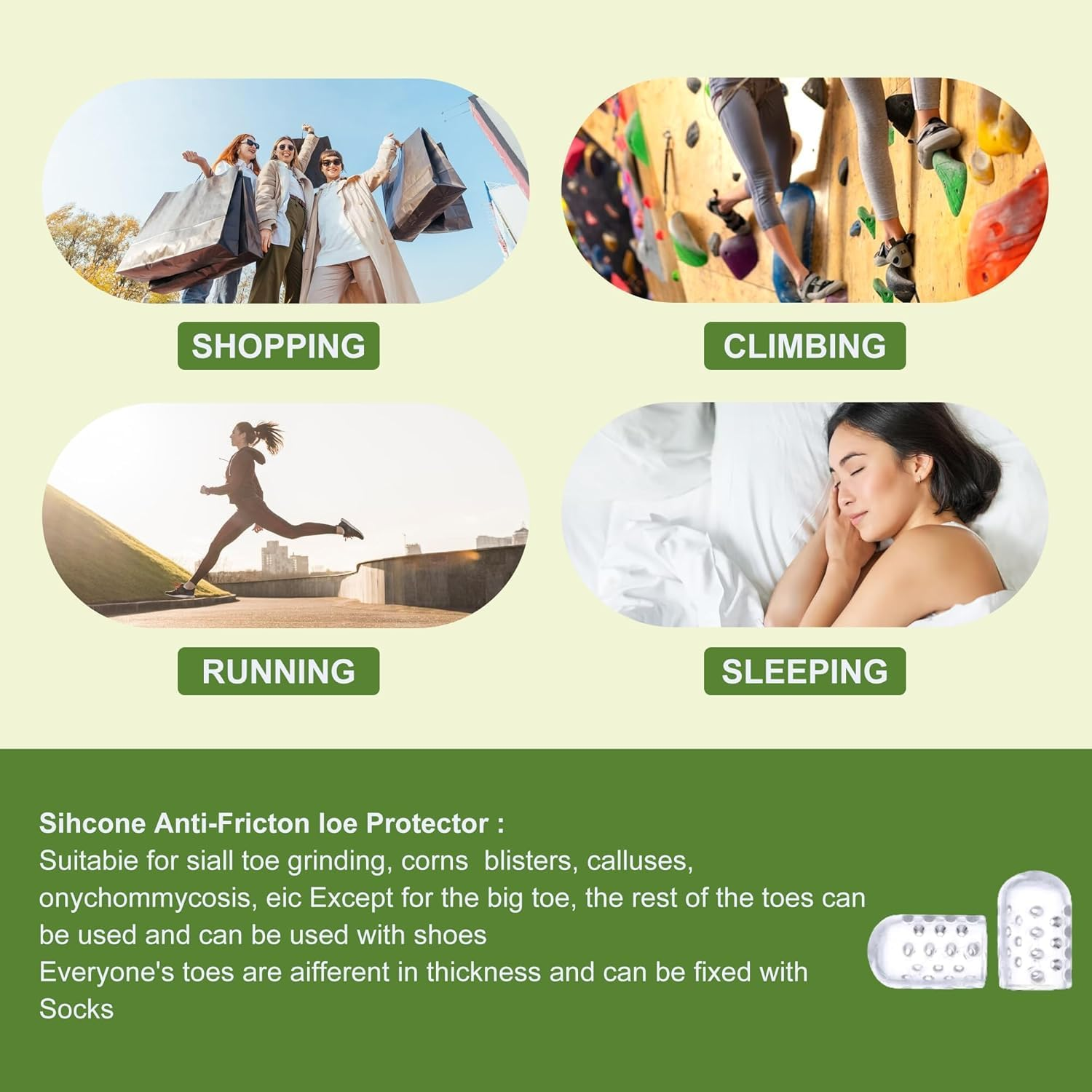 50 Pcs Silicone Toe Protectors Women, Gel Anti-Friction Toe Protector Breathable, Soft Clear Little Toe Protectors Women, Toe Sleeves for Corns, Blisters and Pain Relief (White)