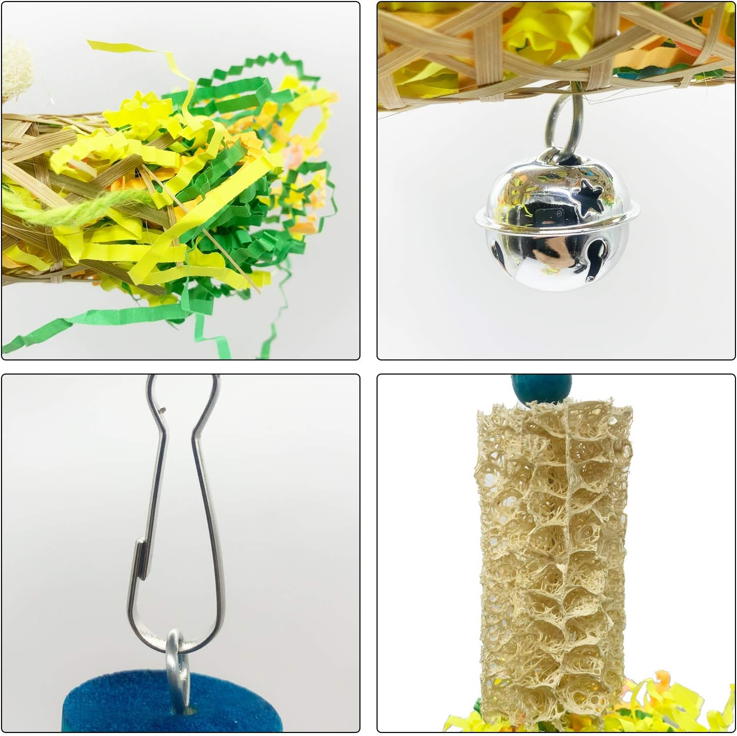 Ebaokuup Bird Parrots Shredding Toys Parakeet Chewing Toys Bird Loofah Toys Parrot Cage Shredder Toys Bird Foraging Hanging Toys Bird Accessories for Parrots Lovebird Cockatiel Conure African Grey image number 1