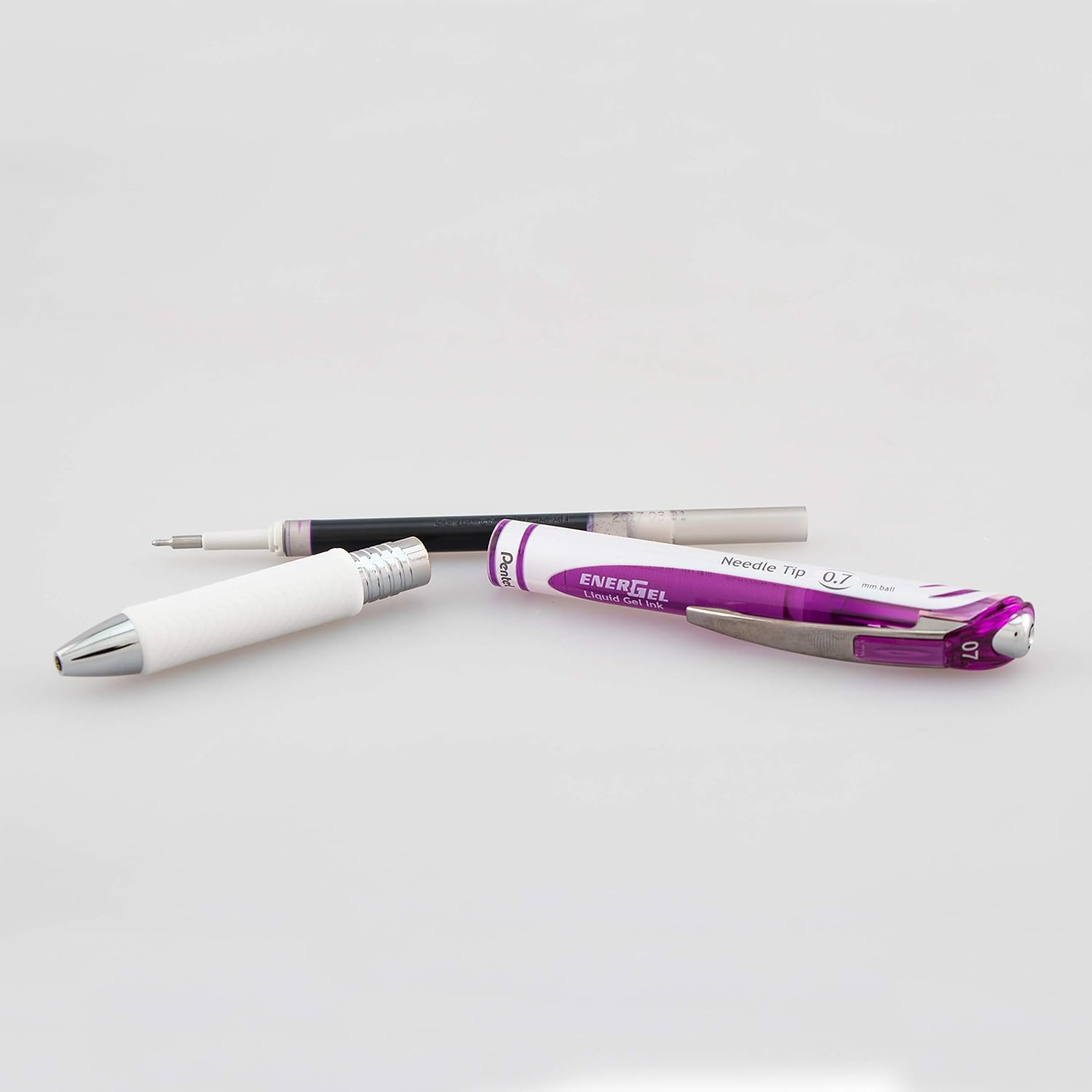 Pentel Energel Pearl RTX Retractable Gel Pen, 0.7Mm Needle Tip, 2 Pack, Violet Ink (BLN77WBP2V) image number 2