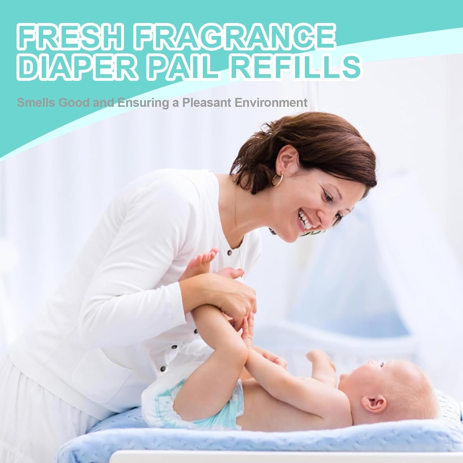 Liner Refills Compatible with Korbell 16L Nappy Bin-5 Rolls (60M) Diaper Disposal Bags-Holds up to 880 Nappies-Tear-Resistant & Leak-Proof Refill Bags