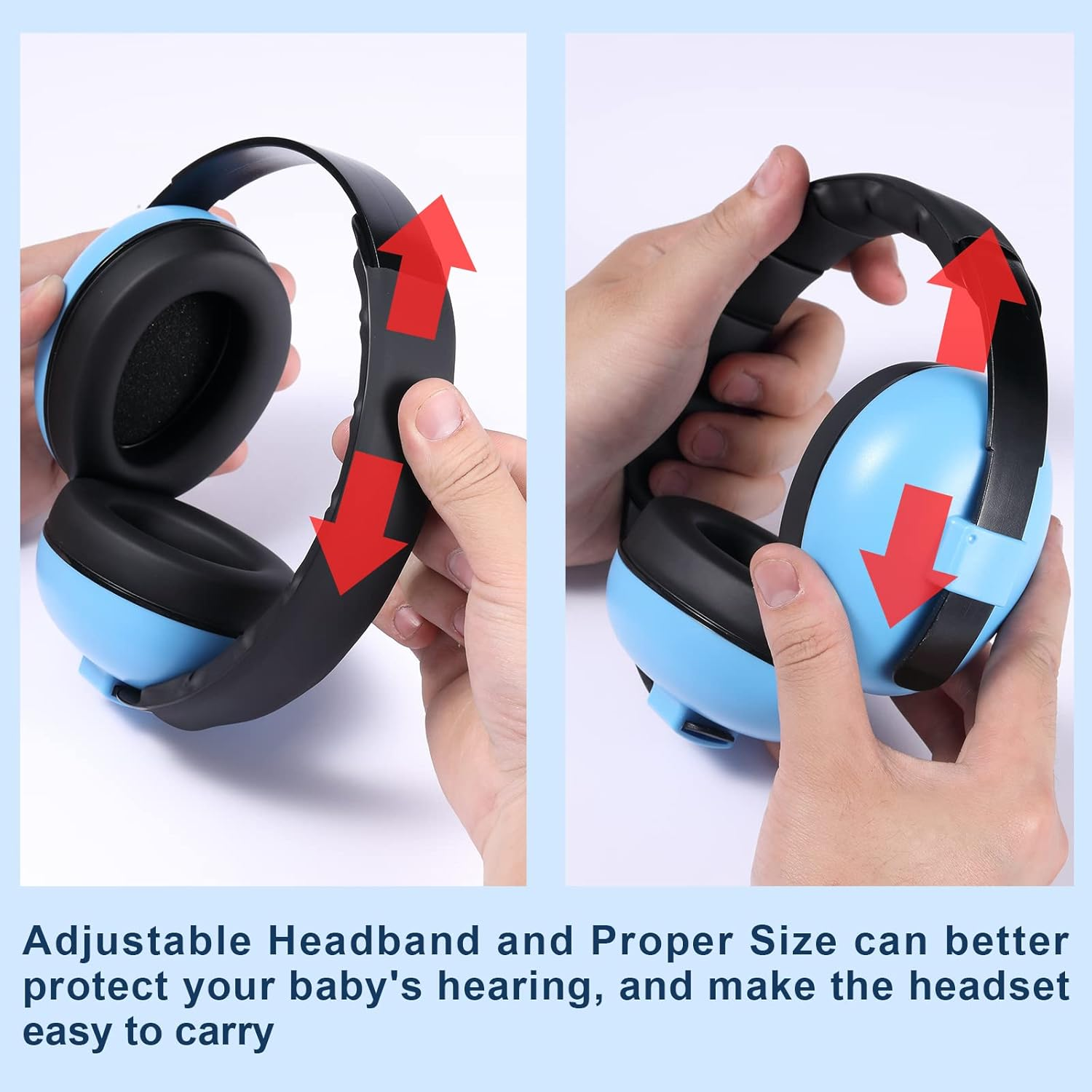 2 Packs Baby Noise Canceling Headphones, Baby Ear Protection Earmuffs Infant Hearing Protection Ear Muffs for Babies, Infants, Toddlers and Newborns Age 0-2+ Years (Blue & Pink) image number 3