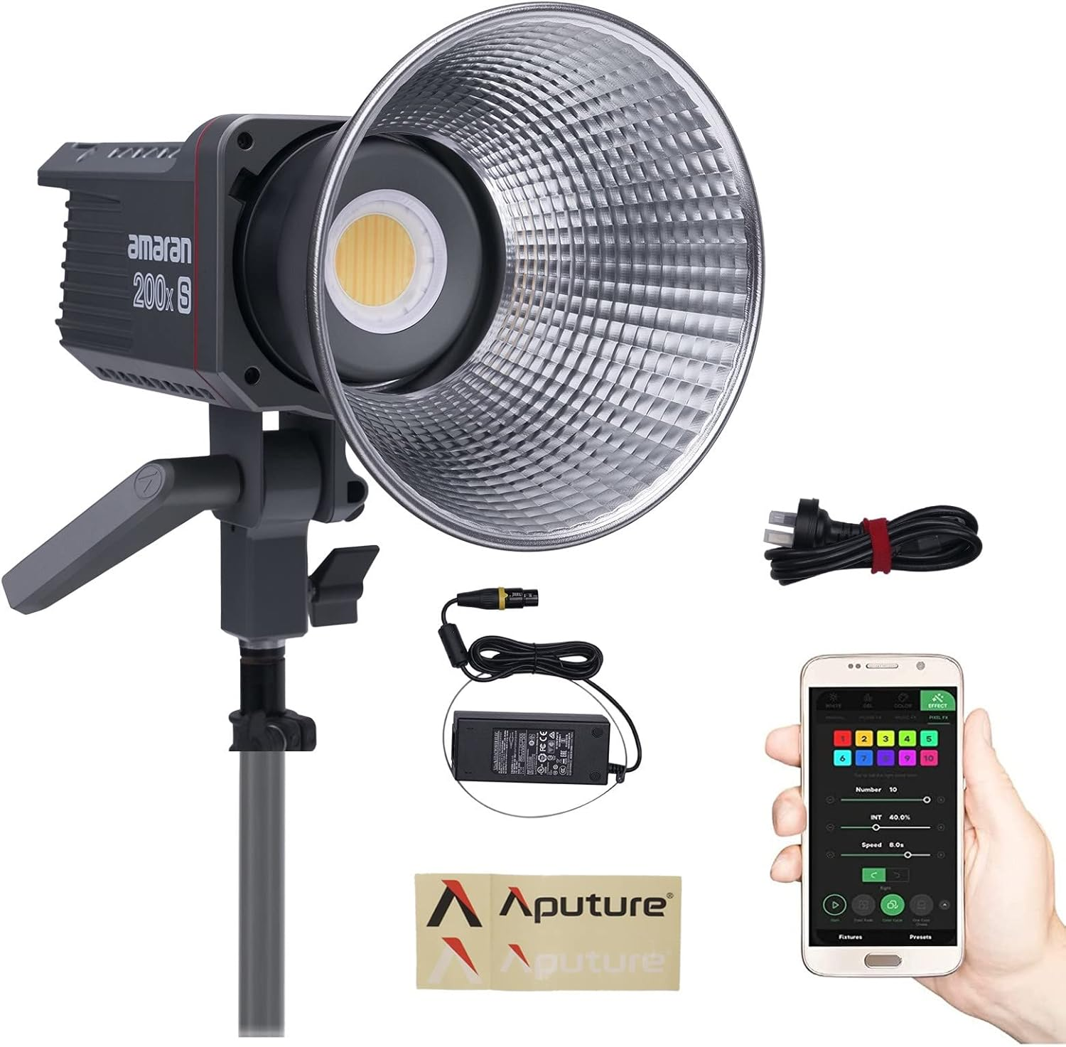 Aputure Amaran 200X S 200Xs 200X-S 200W Bi-Color LED Video Light, DC/AC Power Supply, Bluetooth App Control, CRI95+ TLCI98+, 9 Lighting Effects for Filmmaking Studio Photography (200X Upgrade 2023) image number 3