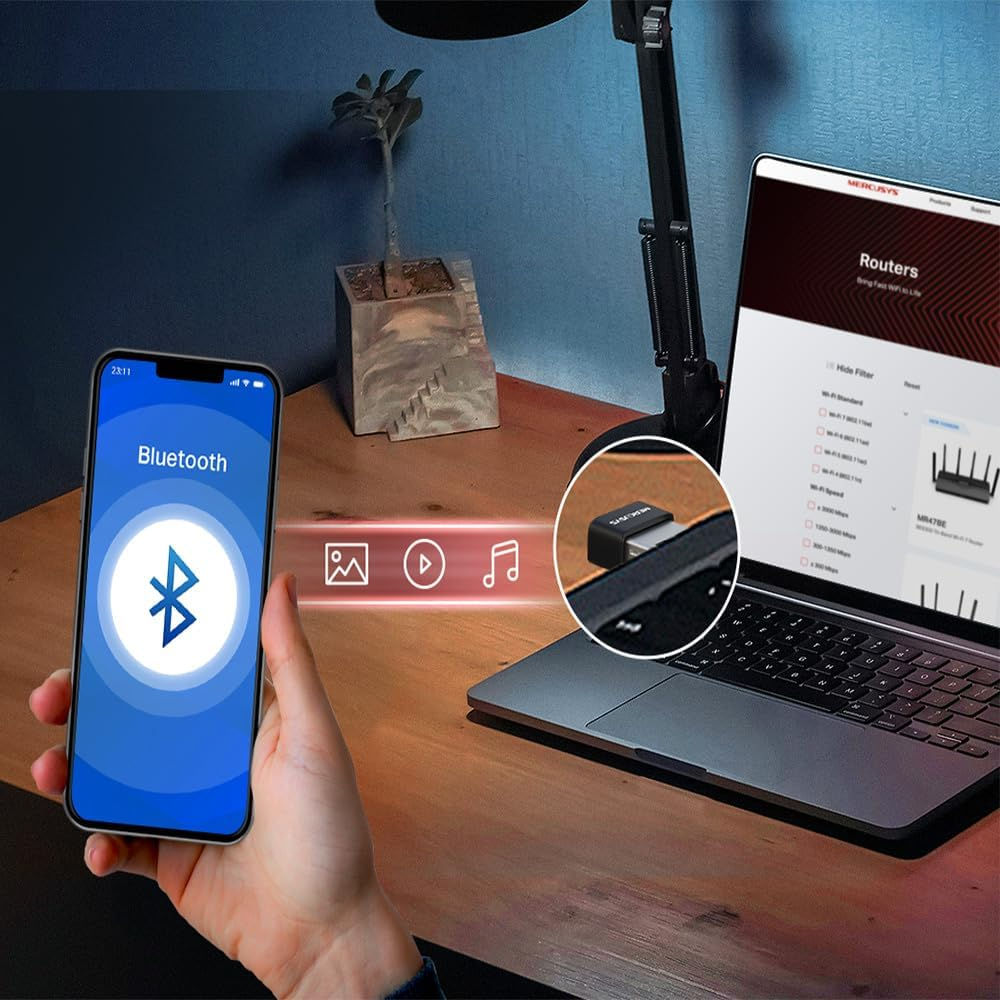 Mercusys Bluetooth 5.3 Nano USB Adapter, Speed Coverage Security Improvement, Wireless Connectivity, Nano-Size, Backward Compatibility, Plug & Play, Windows 11/10/8.1/7 (MA530) image number 3
