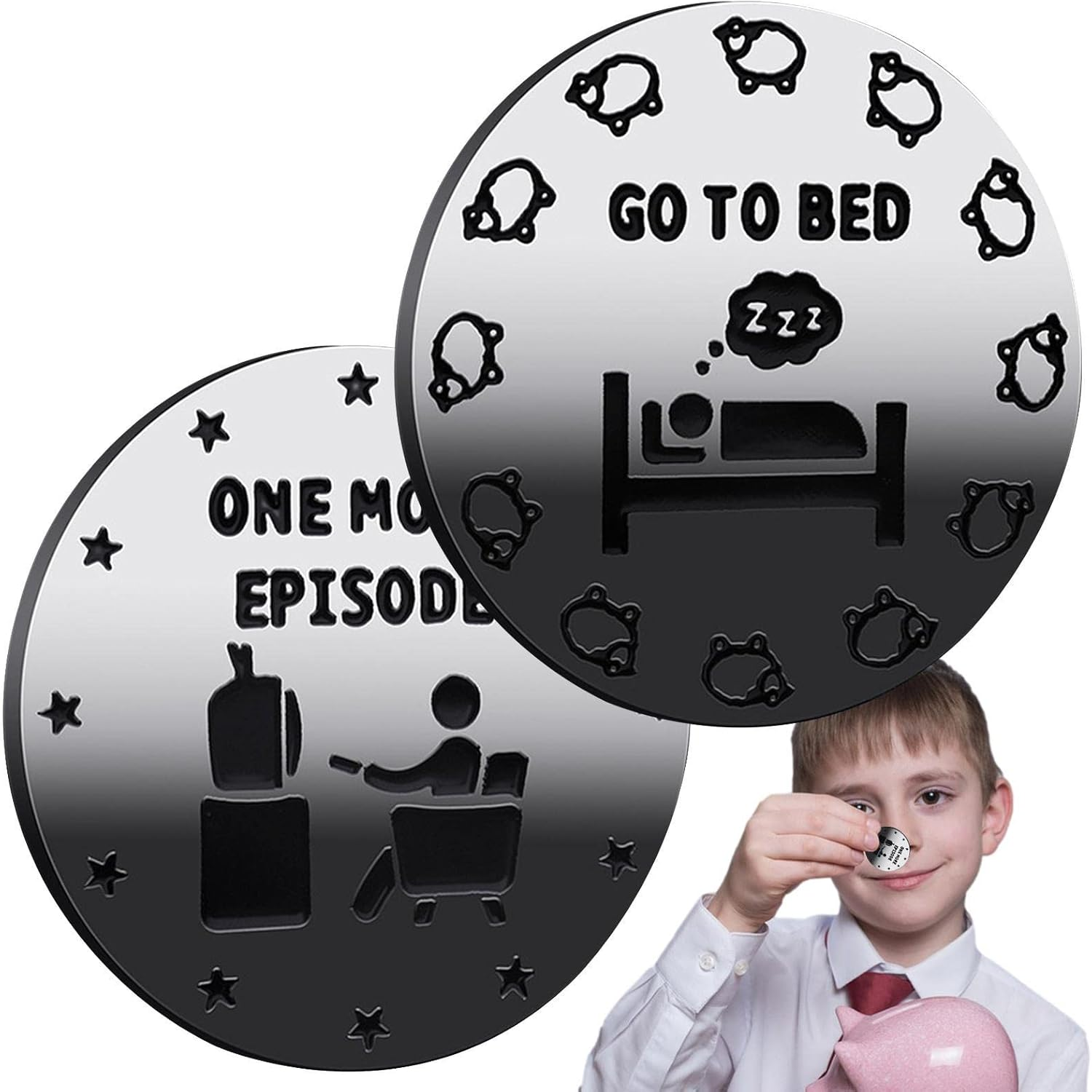 Gamer Decision Making Flip Coin, 1 More Game/Time for Bed Double Sided Coin, Flip Coin for Teens Boy Girl Gamer, Decision Maker