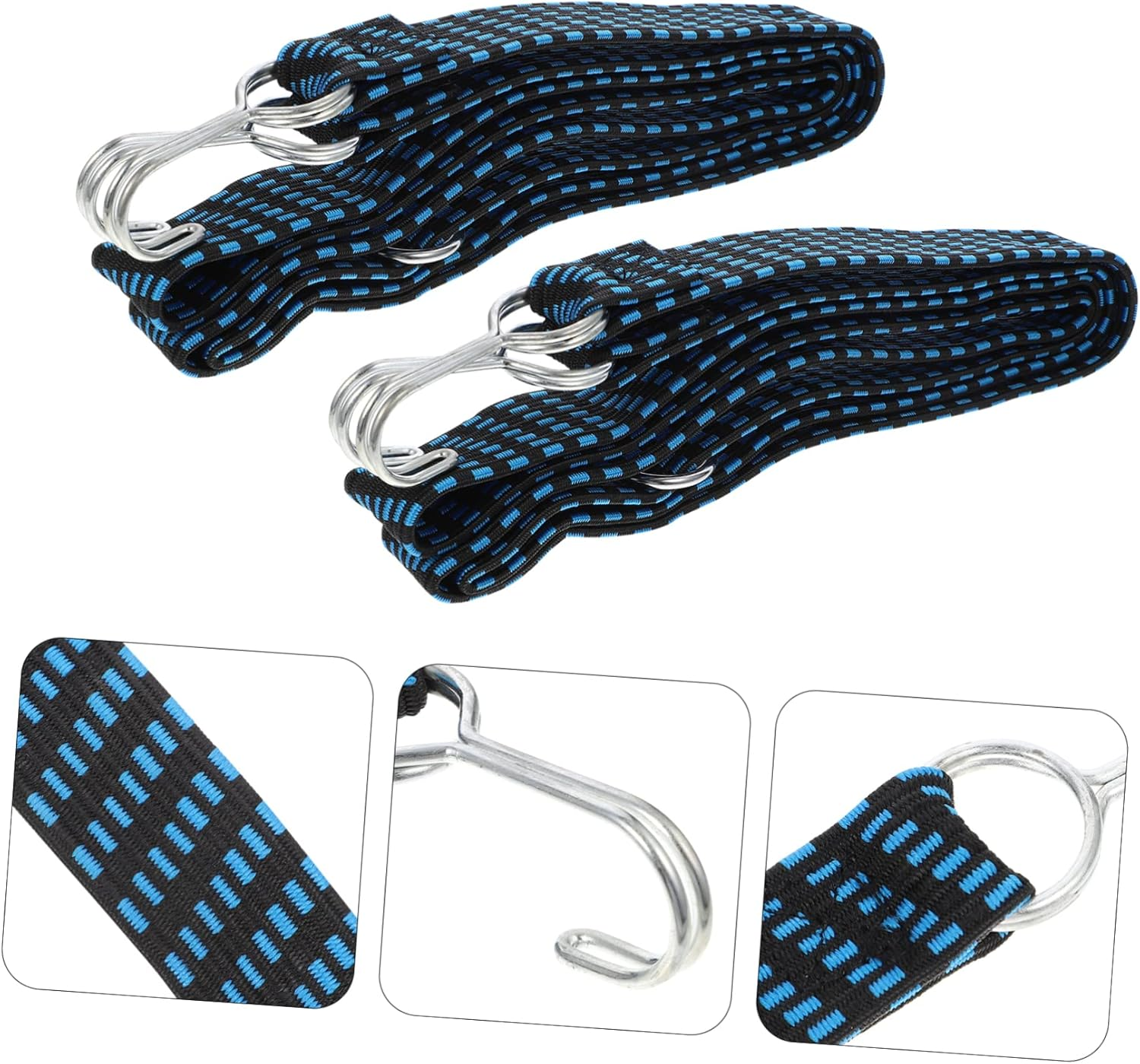 OATIPHO Adjustable Bungee Cord Hooks 2Pcs Bike Luggage Bungee Straps Elastic Bungee Cords for Trunk Strap Easy to Use Caravan Tie down Ropes image number 3