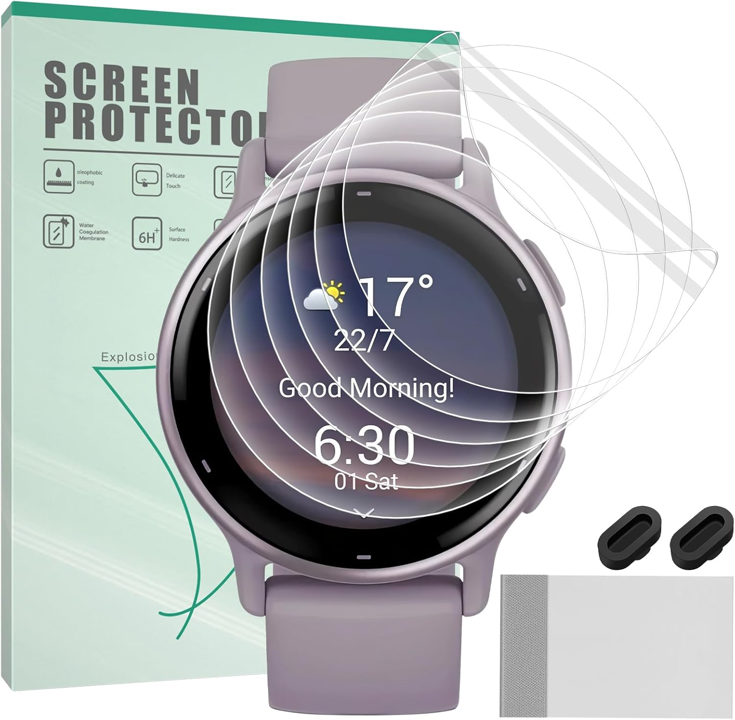 6 Pack for Garmin Vivoactive 5/ Vivoactive 6 Screen Protectors, Flexible TPU Full Coverage [Not Glass] Anti-Scratch Protectors for Garmin Vivoactive 5/6 Smartwatch (6 Pack) image number 4