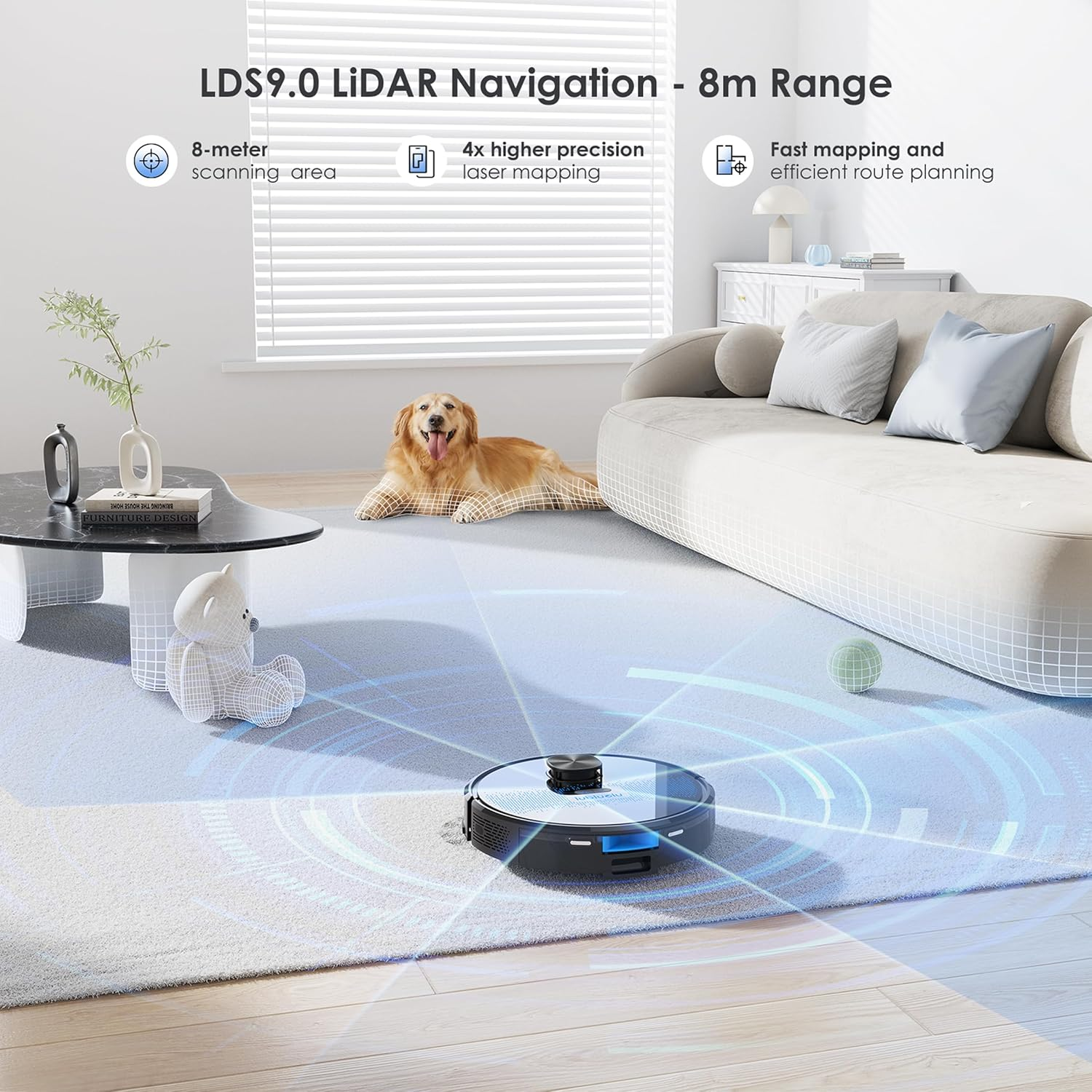 Lubluelu Robot Vacuum Cleaner with Mop,5000Pa Robot Vacuum with 2.0L Self Emptying Station,Lidar Navigation,Wifi/App/Alexa,Carpet Boost,Self-Charging,3 in 1 Robotic for Pet Hair Hard,Floor,Carpet