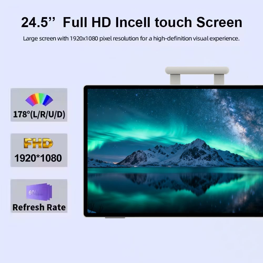 24.5-Inch 1080P IPS Android 14 Touch TV, Portable Tablet with 77.7WH Battery, 20W Speaker for Outdoor Entertainment, 8-Core CPU, 8G+128G Memory, 4K Camera Computer for Home, Education, Video Call image number 4