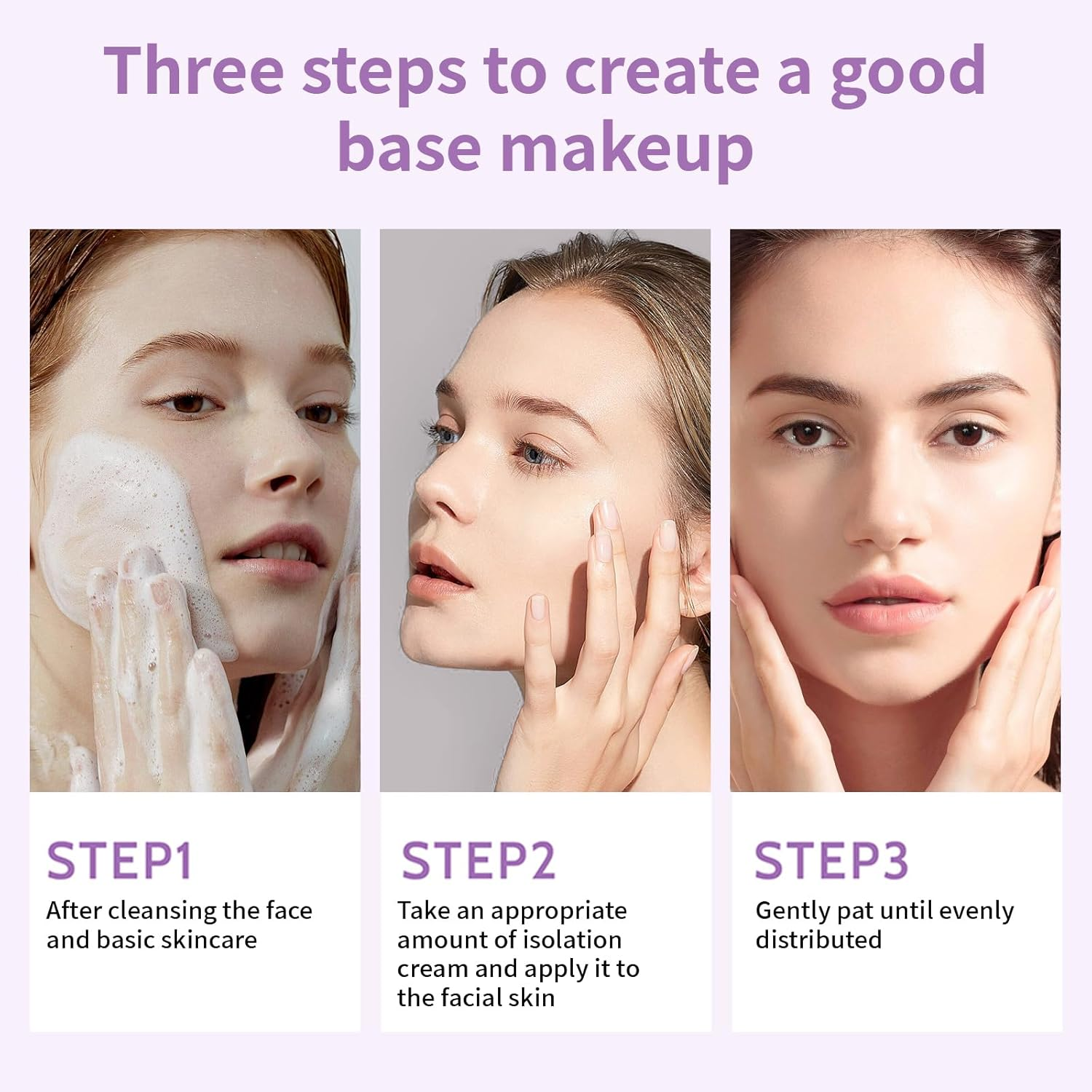 3 in 1Primer for Face before Makeup, Isolation Cream, Long Lasting Foundation Primer, Oil Control​​ Waterproof & Sweat-Proof​​, Suitable for All Skin Types image number 3