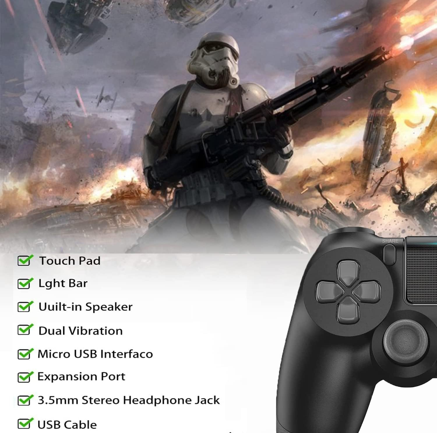 Venture Verse Wireless Controller Made for Ps4,Wireless Remote Control Compatible with Playstation 4/Slim/Pro,With Double Shock/Audio/Six-Axis Motion Sensor(Silver)