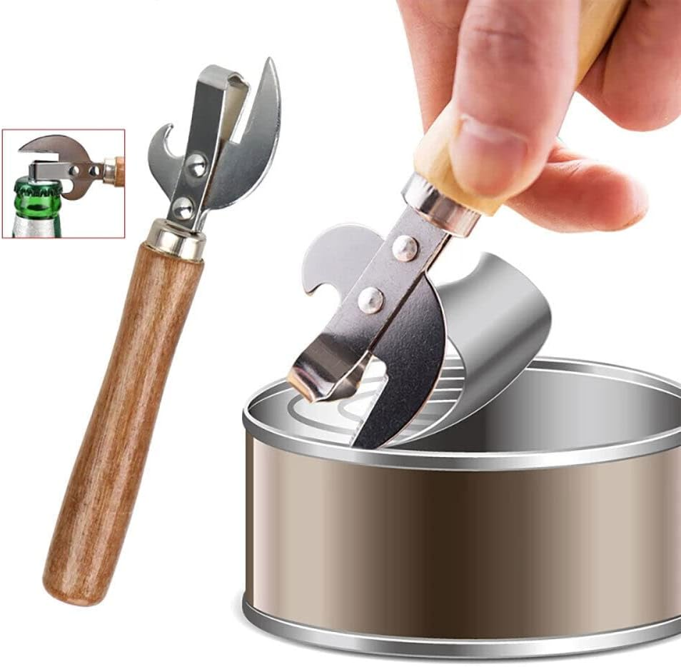 TEAMWILL 2Pcs Stainless Steel Traditional Old Fashion Stab Can & Tin Opener and Corkscrew image number 3