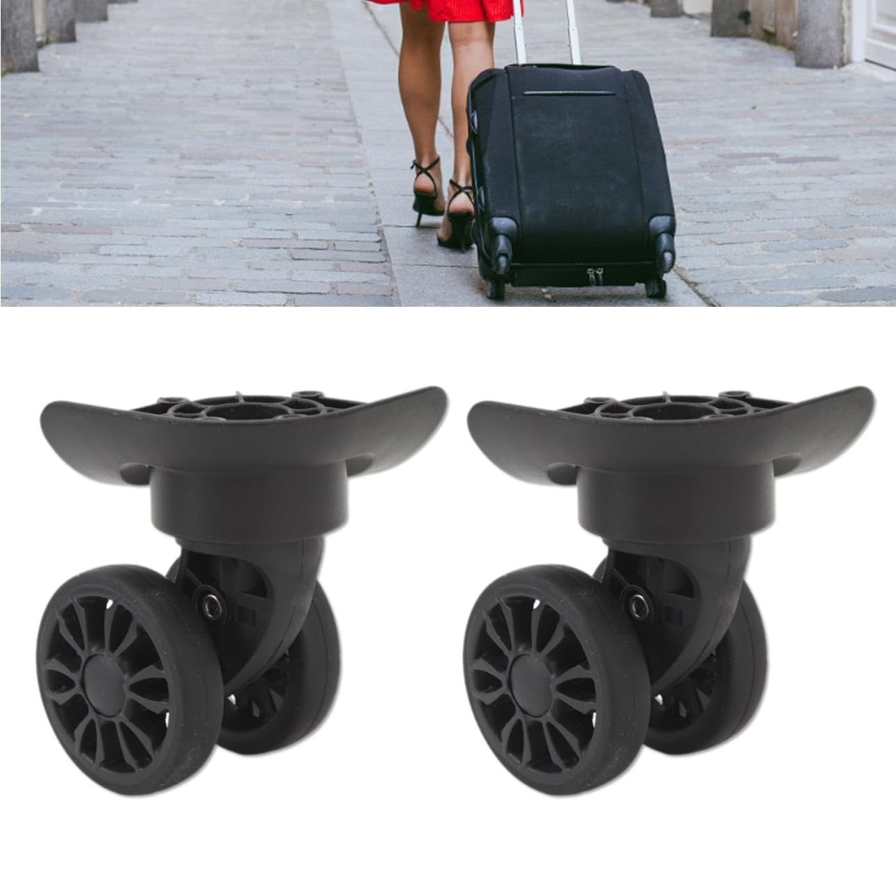 2Pcs Replacement Luggage Wheel for Repairing Easy to Install, Universal Suitcase Caster for Repairing, Suitcase Wheels Replacement image number 5