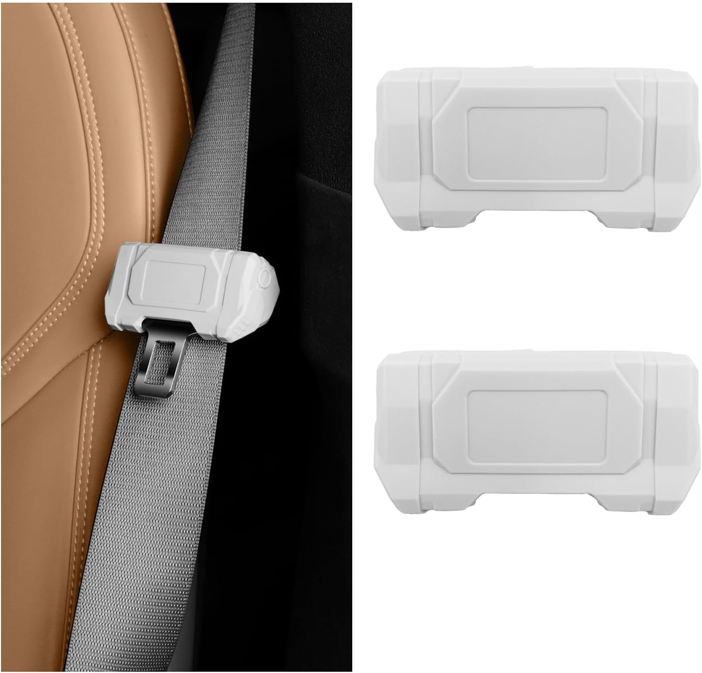 Sylvil 2 PCS Car Seat Belt Buckle Covers, Anti-Scratch Silicon Seat Belt Buckle Protector for Car Safety, Automotive Seat Belt Clips Cover for Van Truck, Interior Car Accessories (White) image number 1