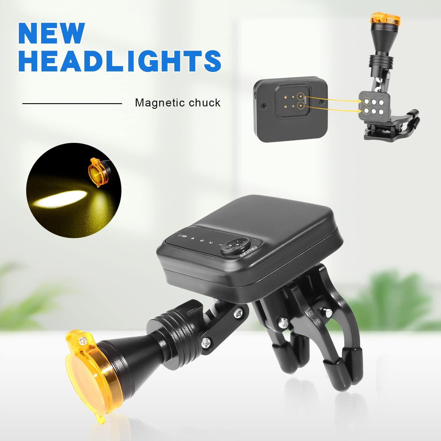 Tankredrug 5W LED Headlight Adjustable Brightness Headlamp Magnetic Chuck Clip-On Type with Optical Filter 2 Batteries for Glasses Loupes image number 2