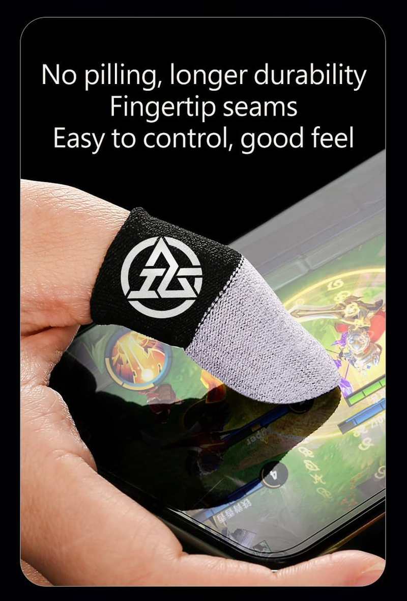 JOWILIN Gaming Finger Sleeves, 4 Pcs Silver Fibers Gaming Gloves with Metal Box Case, Luminous Anti-Sweat and Ultra-High Sensitivity Thumb Gloes for COD, PUBG,  Etc Mobile Game image number 1