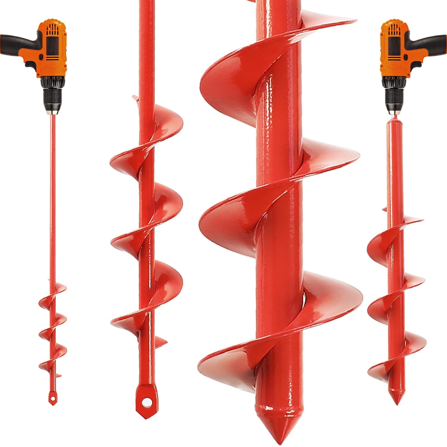 Auger Drill Bit for Planting Set of 4, Garden Ground Earth Spiral Drill Bit for 3/8" Hex Drive Drill, for Post Hole Digger Bulb Bedding Digging Plant Rapid Planter image number 5