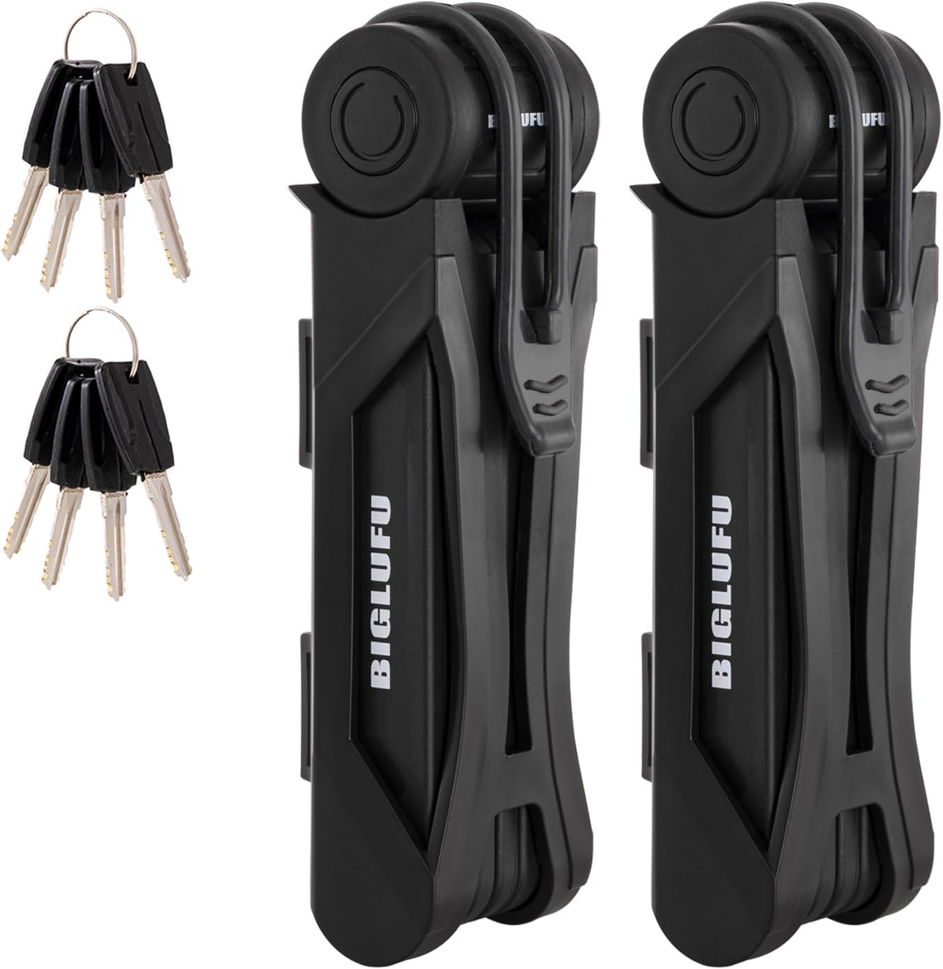 BIGLUFU Bike Lock Bicycle Scooter Motorcycle Folding Locks with 4Keys, Fold Chain Heavy Duty Alloy Steel Foldable Lock with Mounting Bracket 2Pc Straps, 86Cm/34 Unfolding, 1.92 Lbs