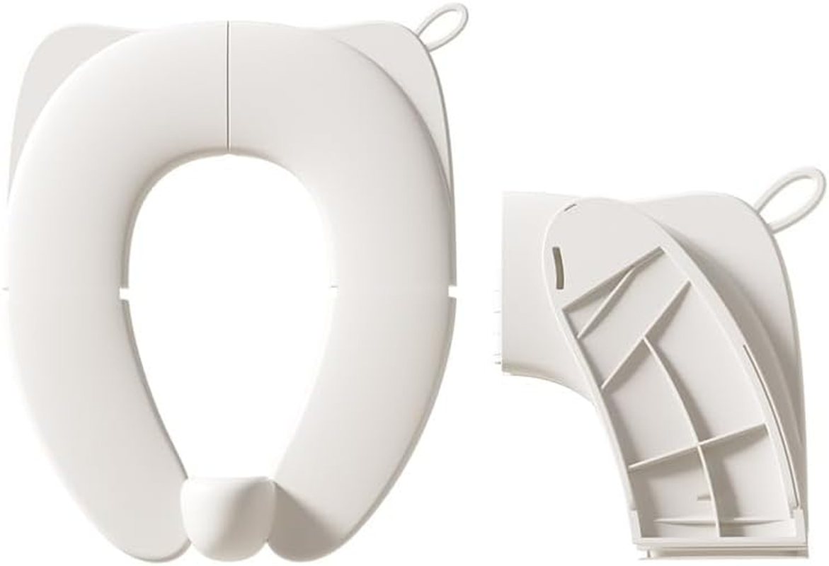 Limcryspp Children'S Portable Folding Toilet Seat, Newly Upgraded Anti-Pinch Design, with Splash-Proof Baffle and Storage Bag, White image number 6
