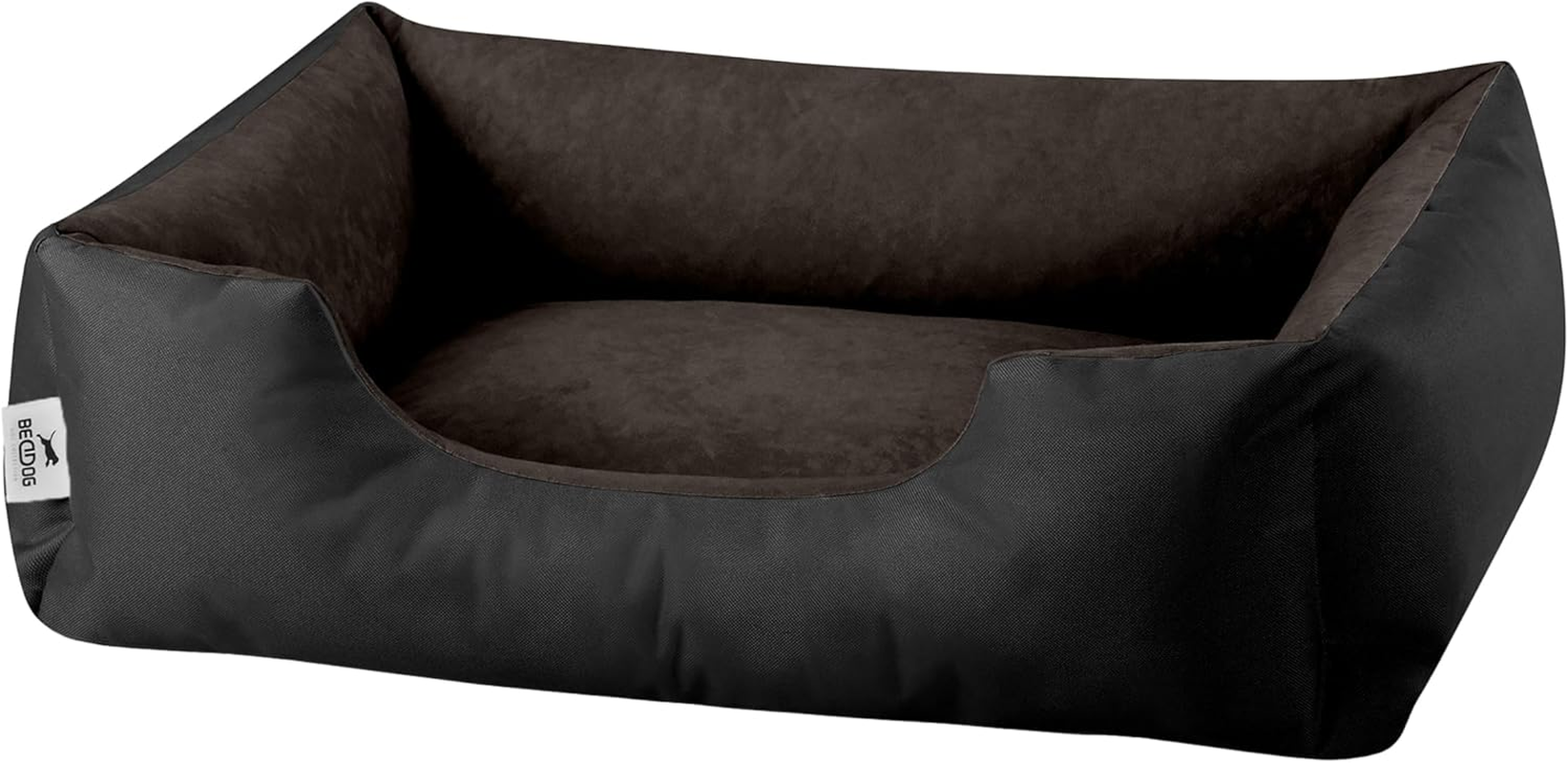 Beddog Lupi Dog Bed with Removable Washable Cover, Dog Basket, Dog Sofa for Medium Large Dogs, L, Black/Grey
