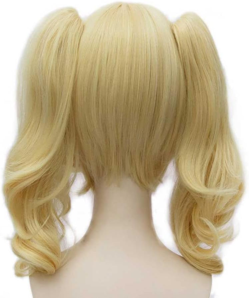 Anime Cosplay Wigs for Women Blond Synthetic Wig with 2 Ponytails Halloween Costume Party Cosplay Wig - Blue And Pink image number 2