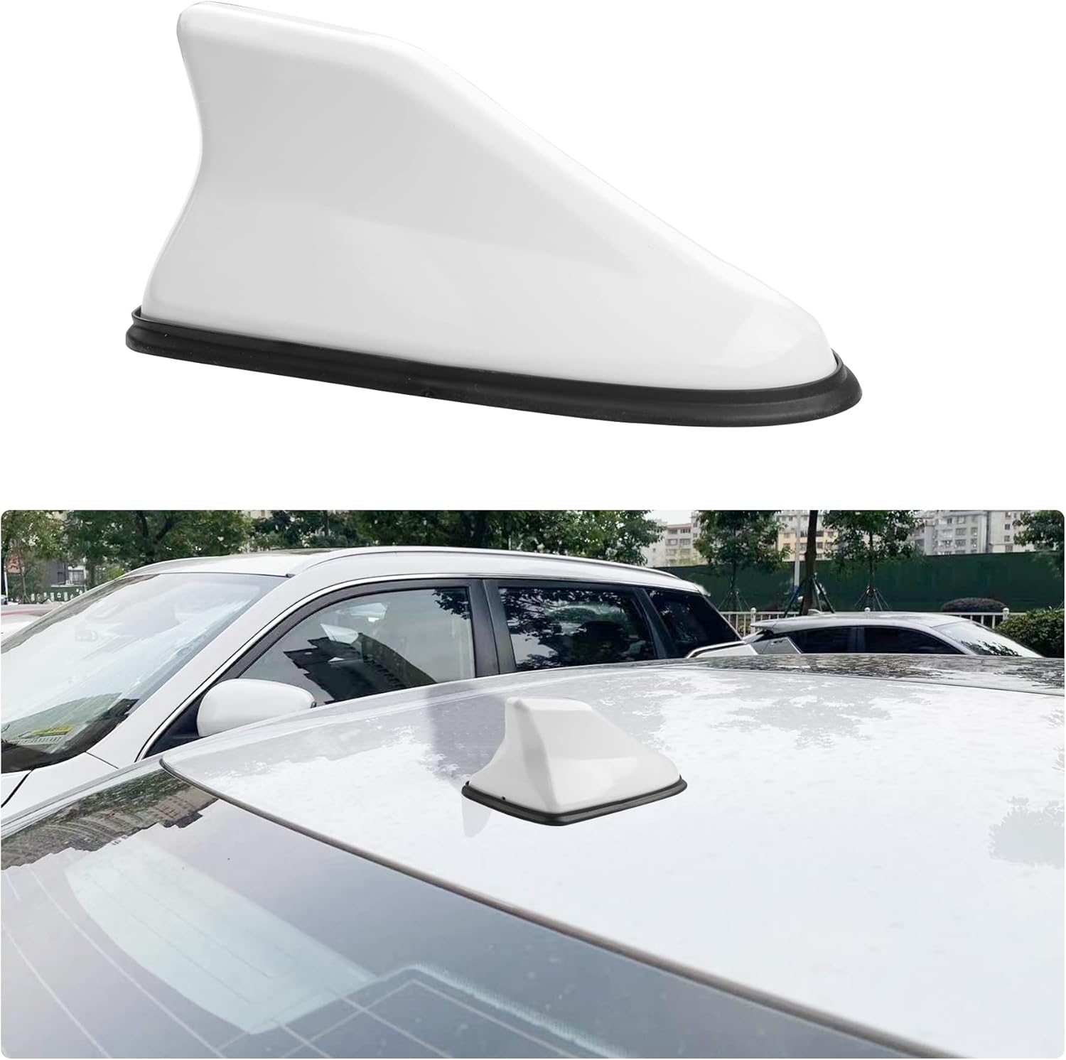 Car Shark Fin Antenna Cover,Roof Aerial Base Antenna Cover Replacement Car Decorations,Stylish Shark Fin Antenna Automotive Exterior Accessories for Most Cars Suvs Trucks (Black)
