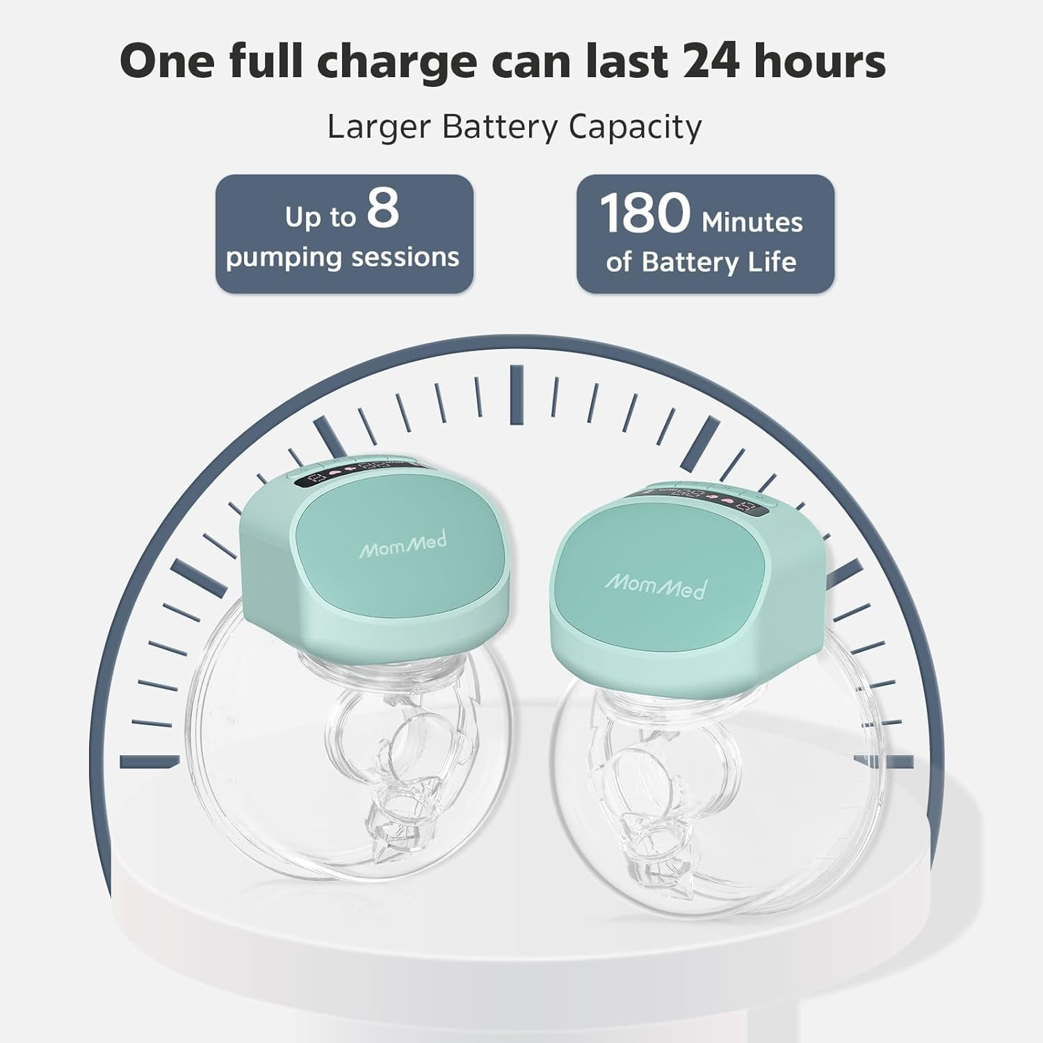 Mommed Double Wearable Breast Pump S10Pro with 3 Modes & 9 Levels, Leak-Proof Design, Portable Electric Breast Pump with Efficient Pump Motor, 24Mm Breast Shield, 17/19/21Mm Flange Inserts(Green) image number 5